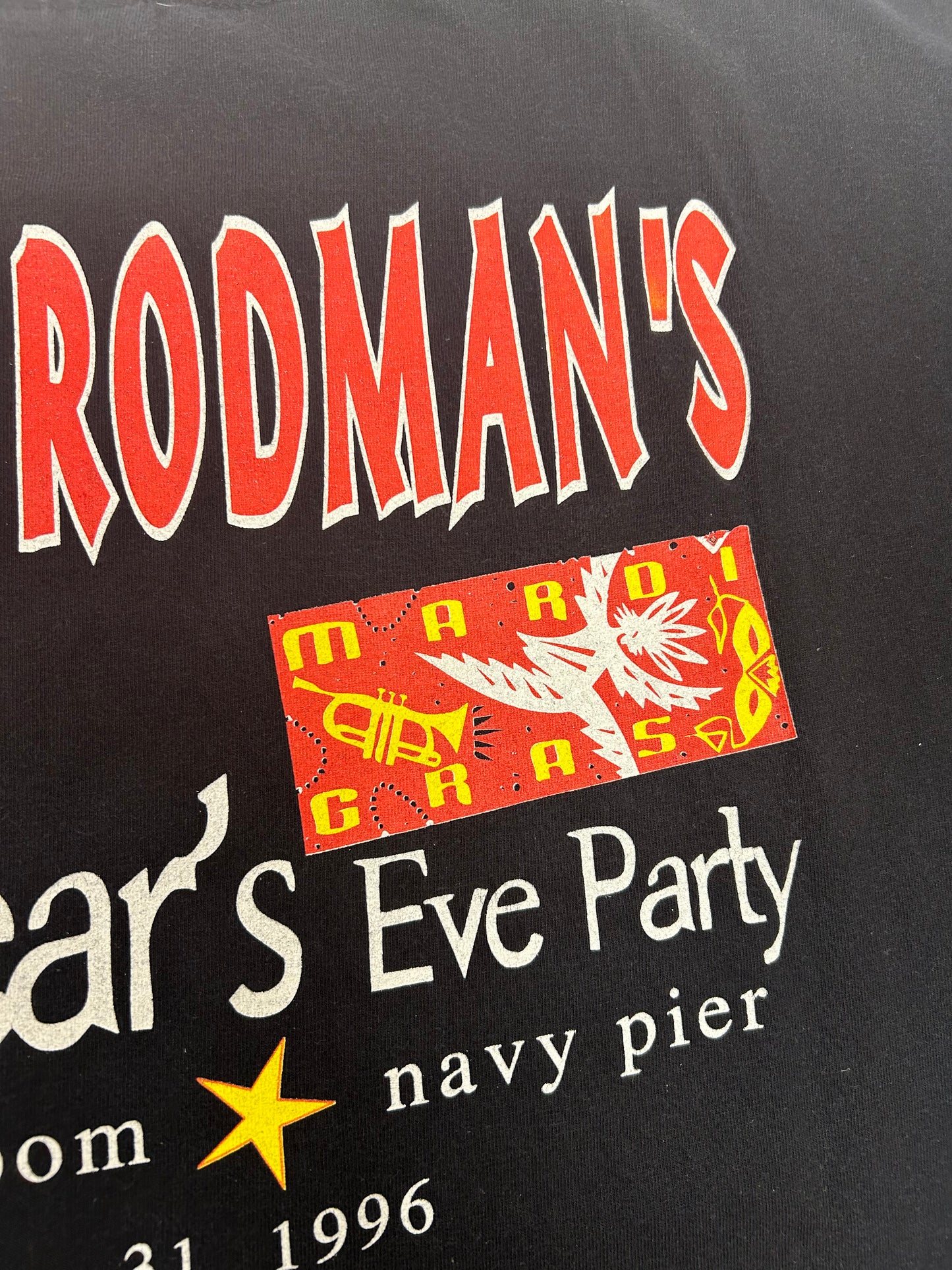 Vintage 1996 Dennis Rodman New Year’s Eve Party Chairman Of The Boards Tee Exclusive Shirt Rare XL 23.25x28.5 Inches
