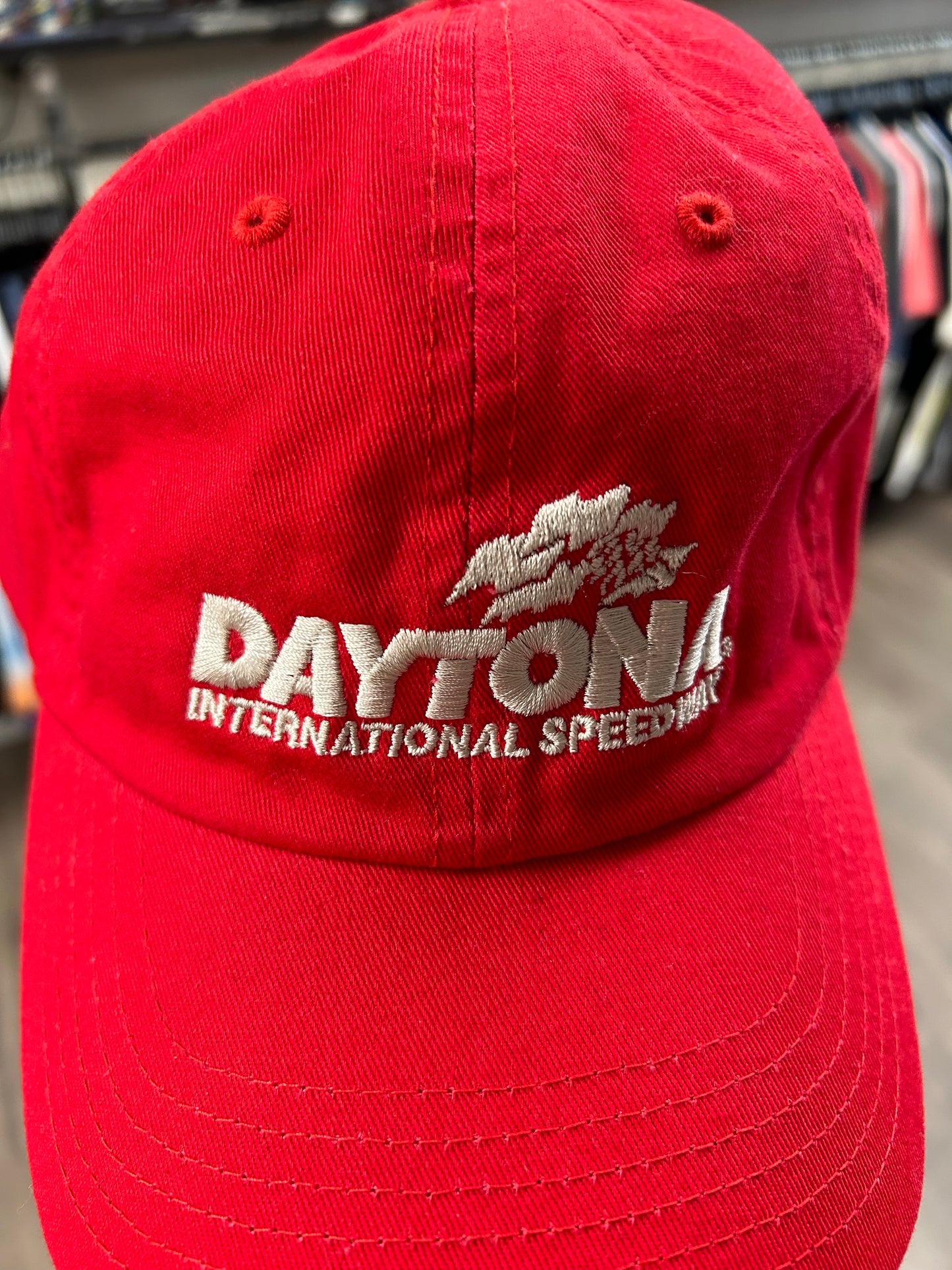 Daytona International Speedway Vintage Baseball Cap Hat Red Embroidered NASCAR