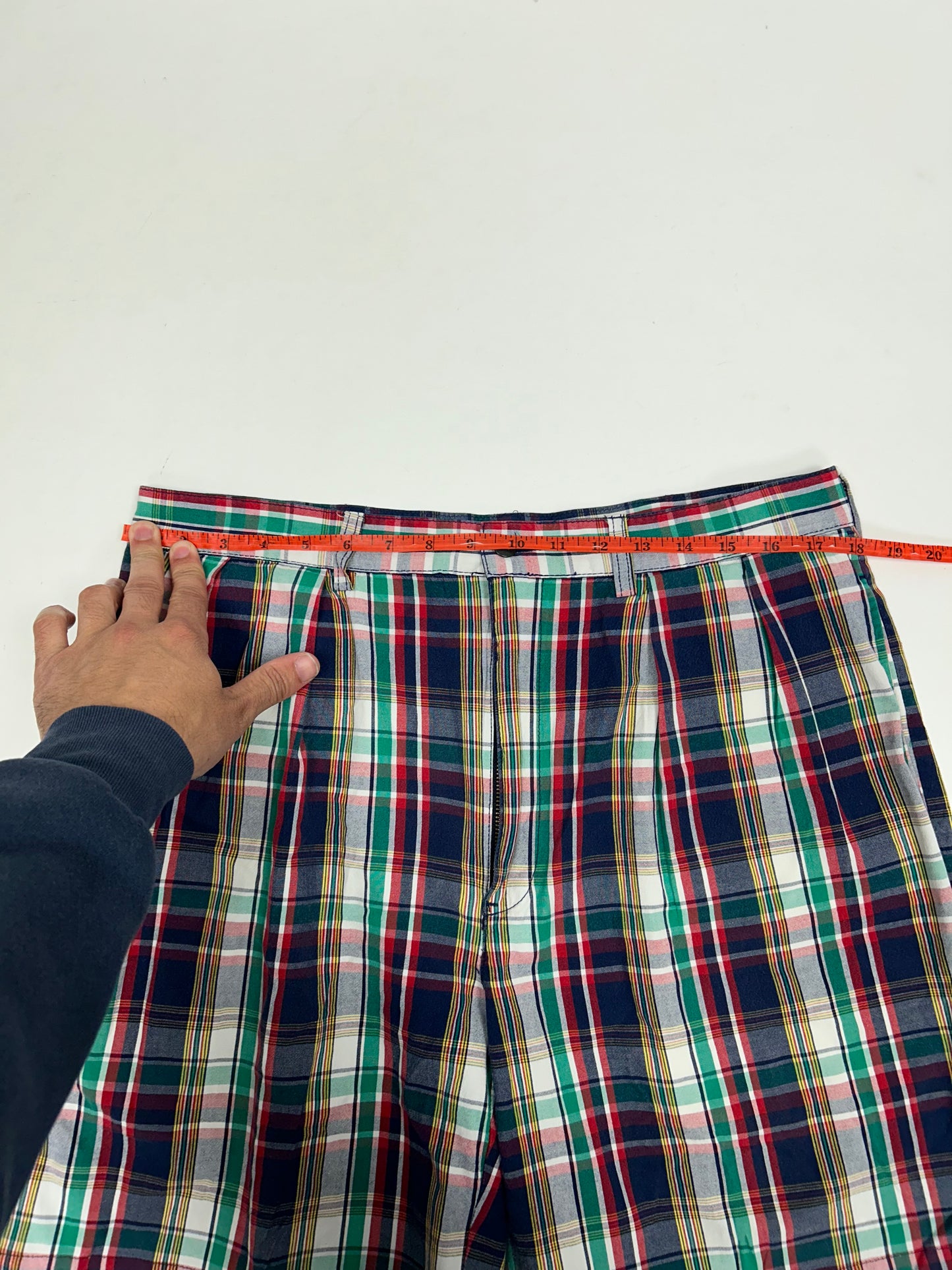 Polo Ralph Lauren Men's Check Blue Pockets Plaid Tyler Shorts Tagged 34”