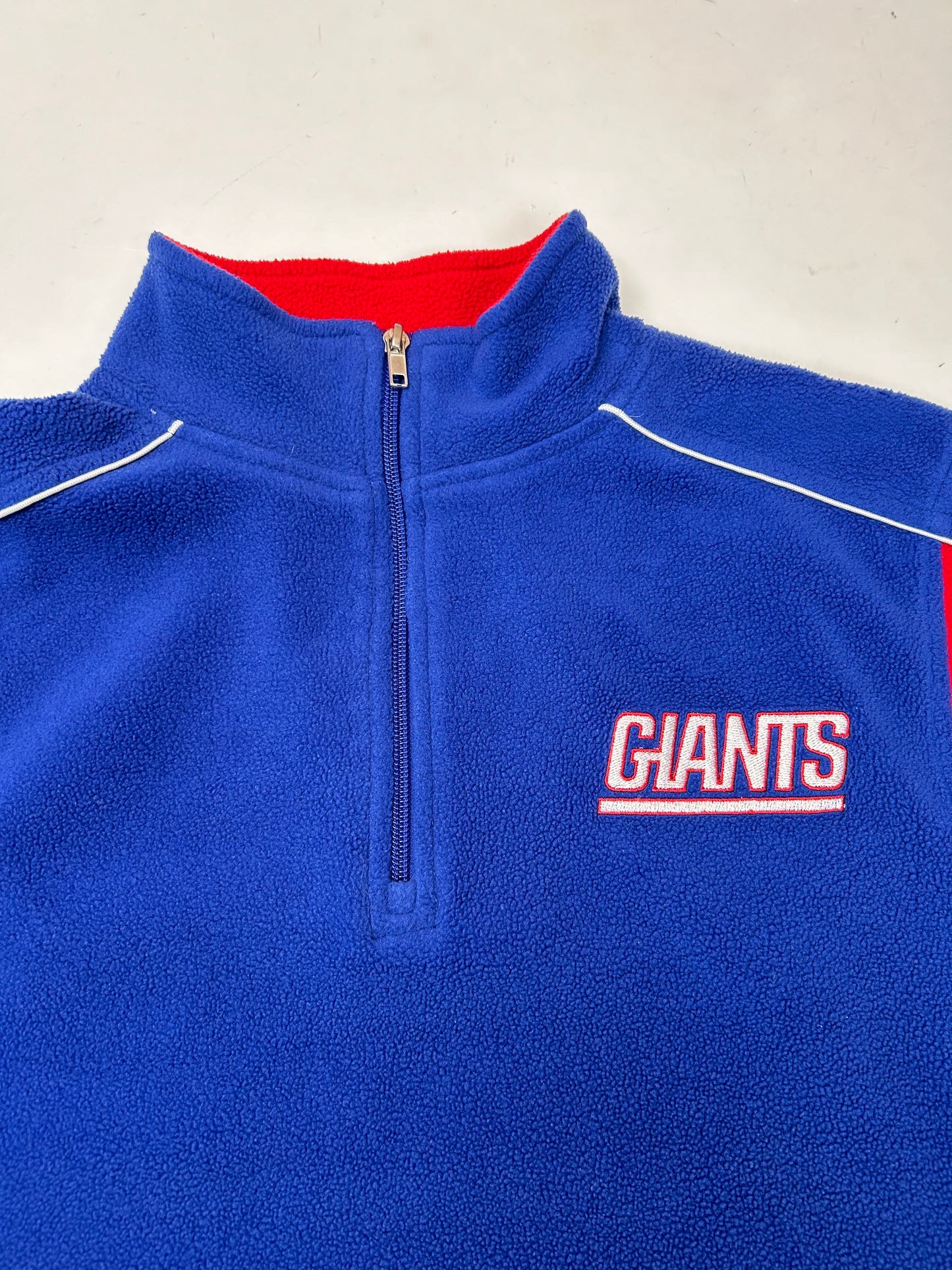 Vintage 00s Reebok Team Apparel New York Giants NFL Fleece 1/4 Zip Smallish Fit 20.5x26.5 Inches