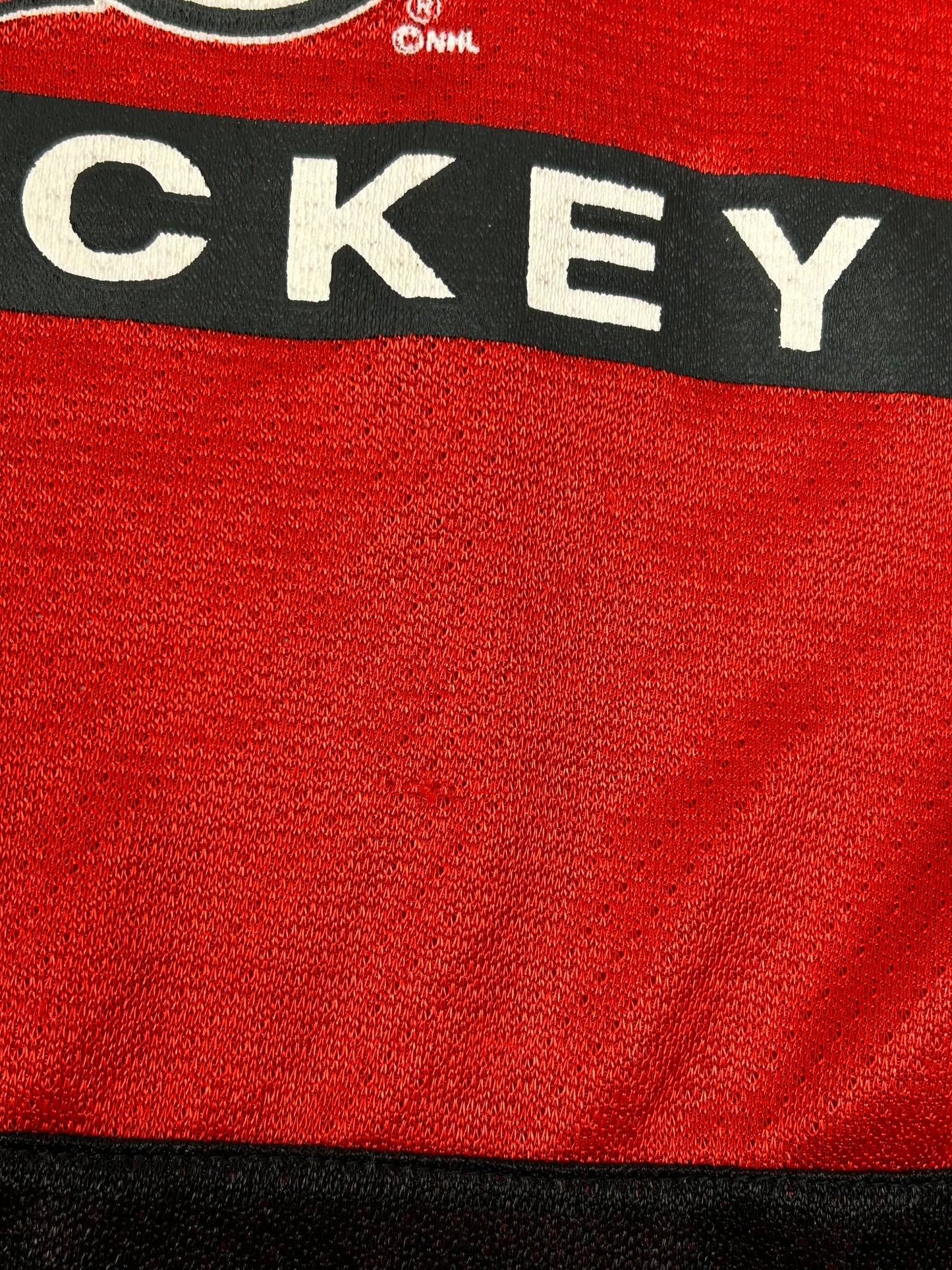 Vintage MightyMac Sports New Jersey Devils Jersey Style Shirt Tagged Youth XL Fits Adult Small 21.5x27 Inches