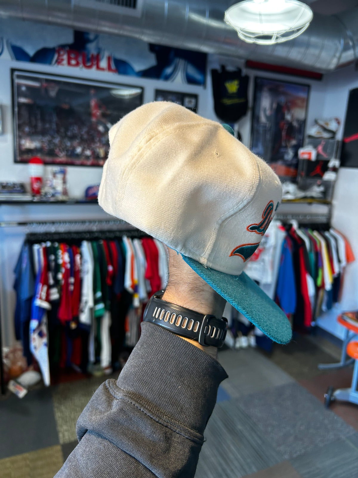 Vintage Miami Dolphins Football NFL Script Snapback Hat Starter Rare 90s Wool