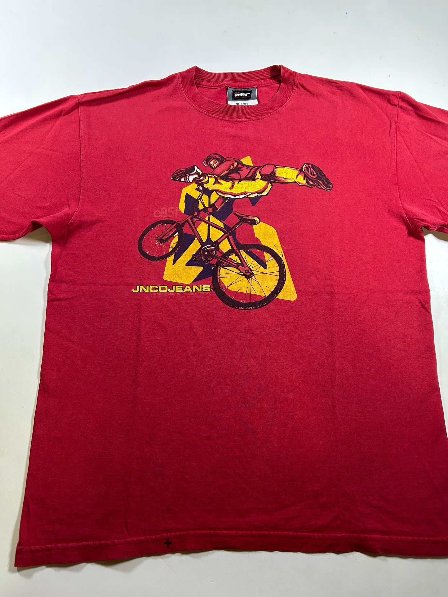 Vintage JNCO Jeans E85f BMX Bike Underground Substance 2001 Tee As Is Worn Has Wear & Marks XL 23.5x30.25 Inches