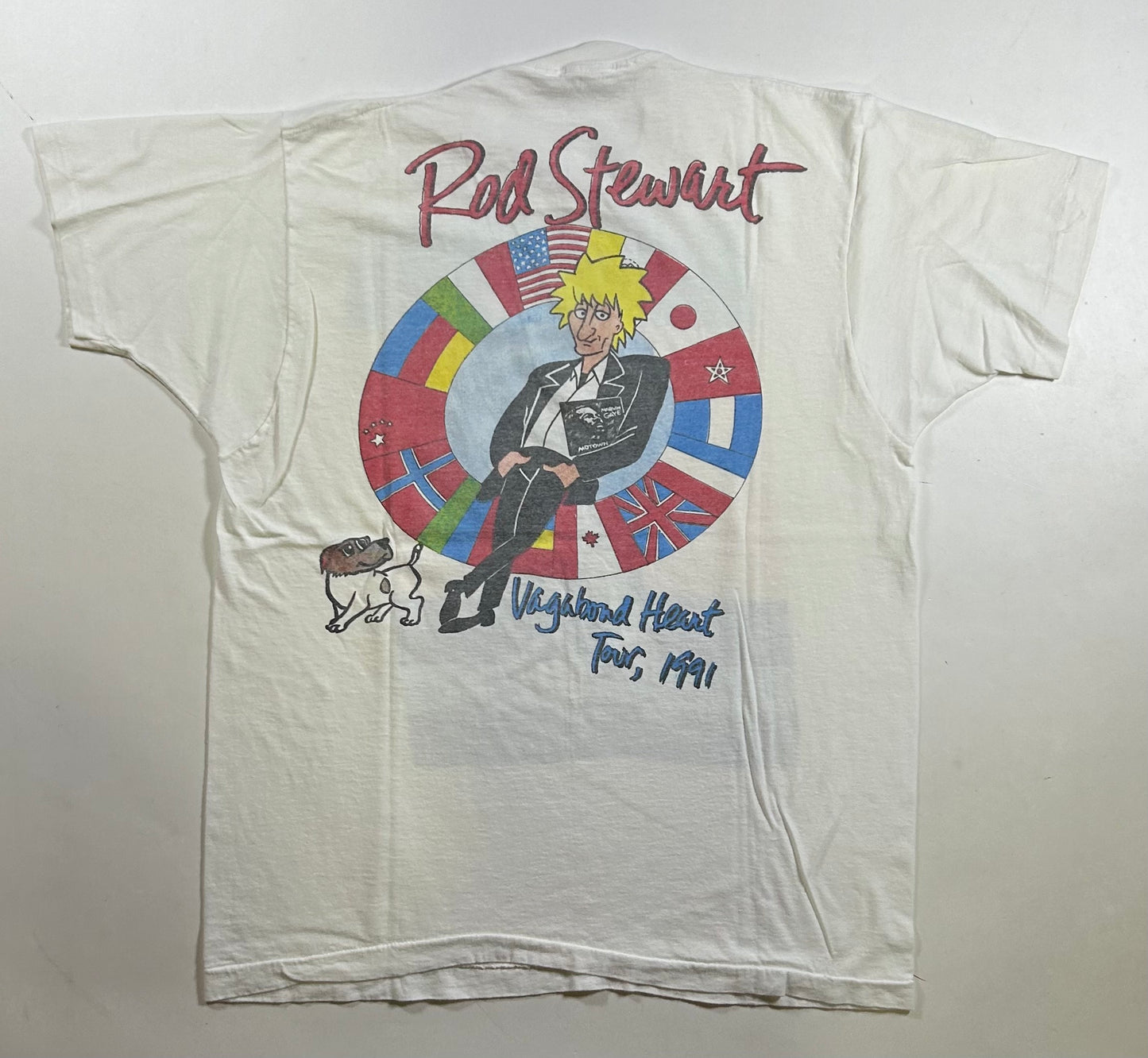 Vintage 1991 Rod Stewart Vagabond Heart Tour 1991 Music Band Tee Perfectly Worn In & Faded M/L 20.5x26.75 Inches As Is