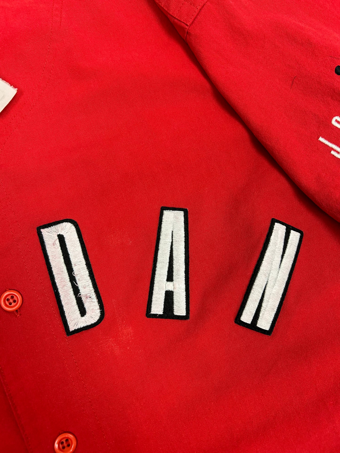 Vintage Nike Air Jordan 'Spellout Logo' Baseball Jersey Red 1991 Rare XL/L Fit
