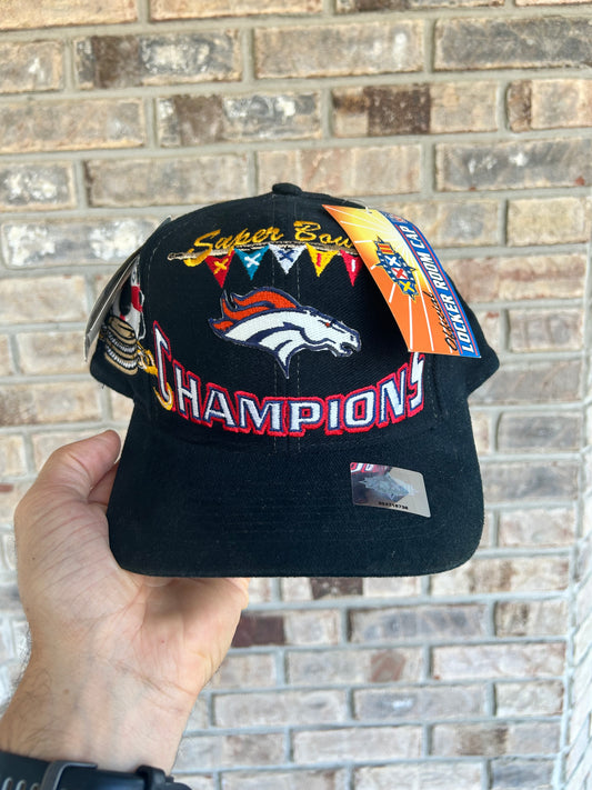 Vintage Logo Athletic Denver Broncos Super Bowl XXXII Locker Room Cap SnapBack Hat DS Brand New