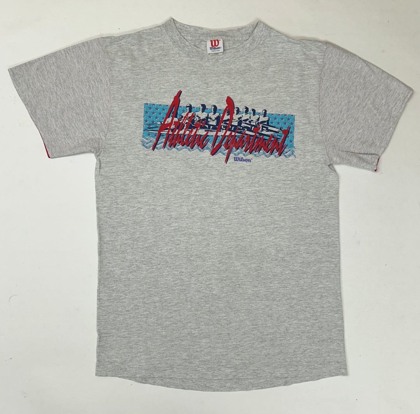 Vintage 90s Wilson Athletic Department Rowing Crew Tee Size 21x30.25 Inches Tagged Large USA