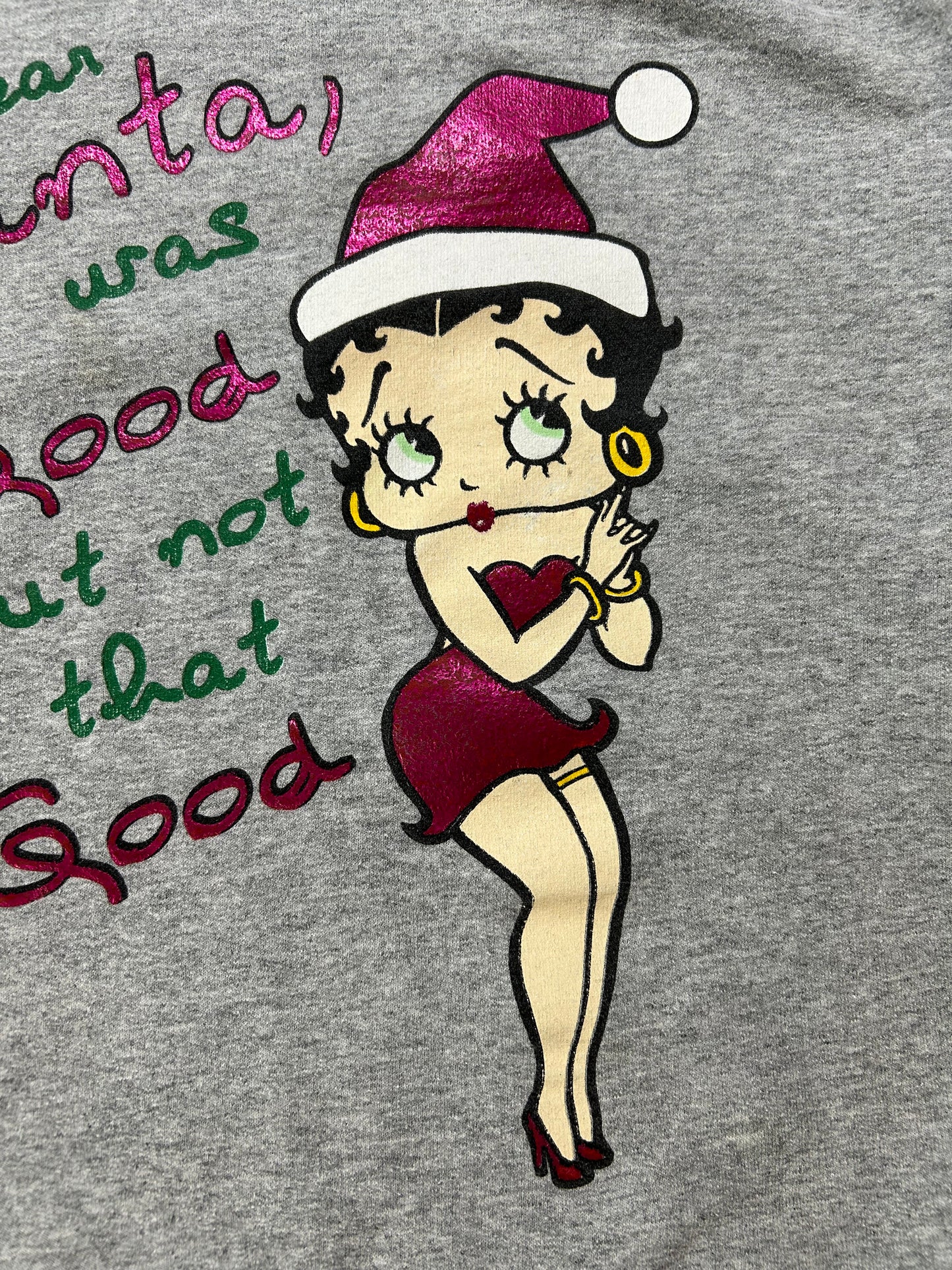 Vintage 2004 Betty Boop Dear Santa Christmas Holiday Crewneck Sweatshirt Large/Medium Fit 23.25x27.25 Inches As Is