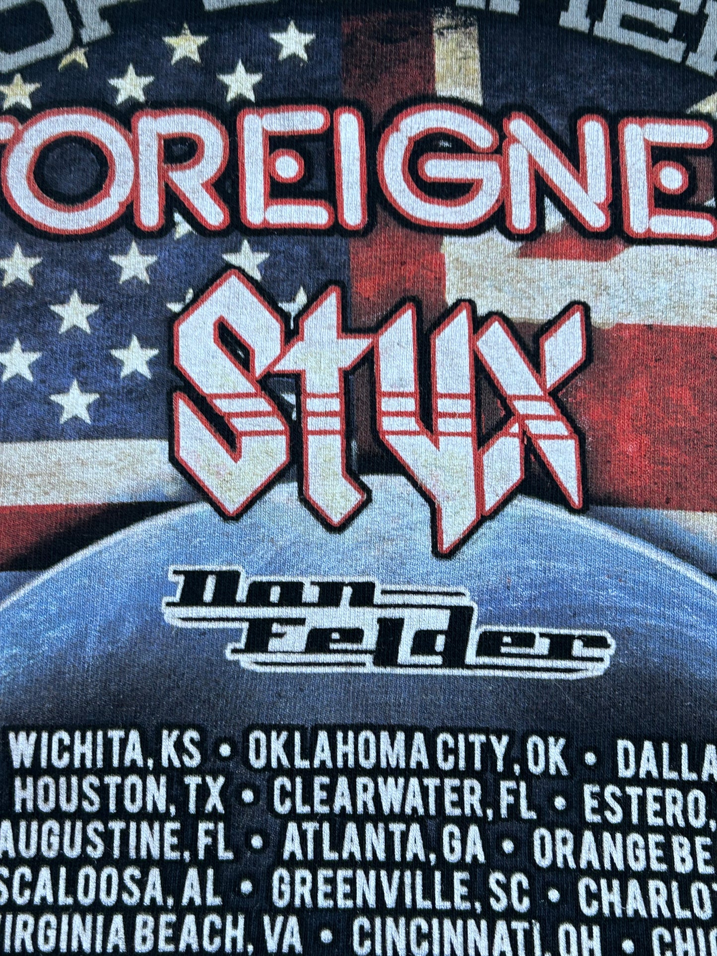 2014 Foreigner Styx Don Felder Concert Shirt Soundtrack Of America Tour Size 2XL