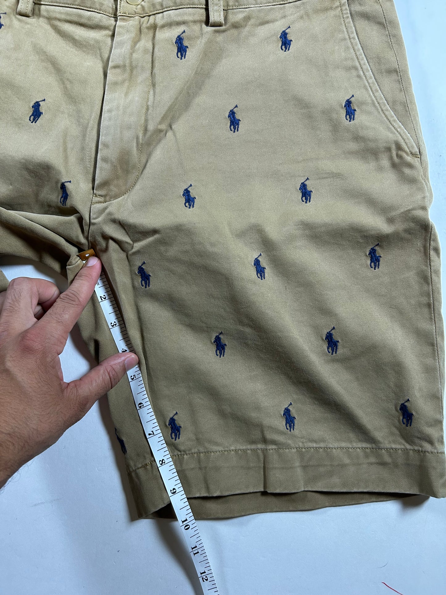 Polo Ralph Lauren All Over Pony Chino Shorts Khaki Classic Fit 9” 35 18x20.75/21 Inches
