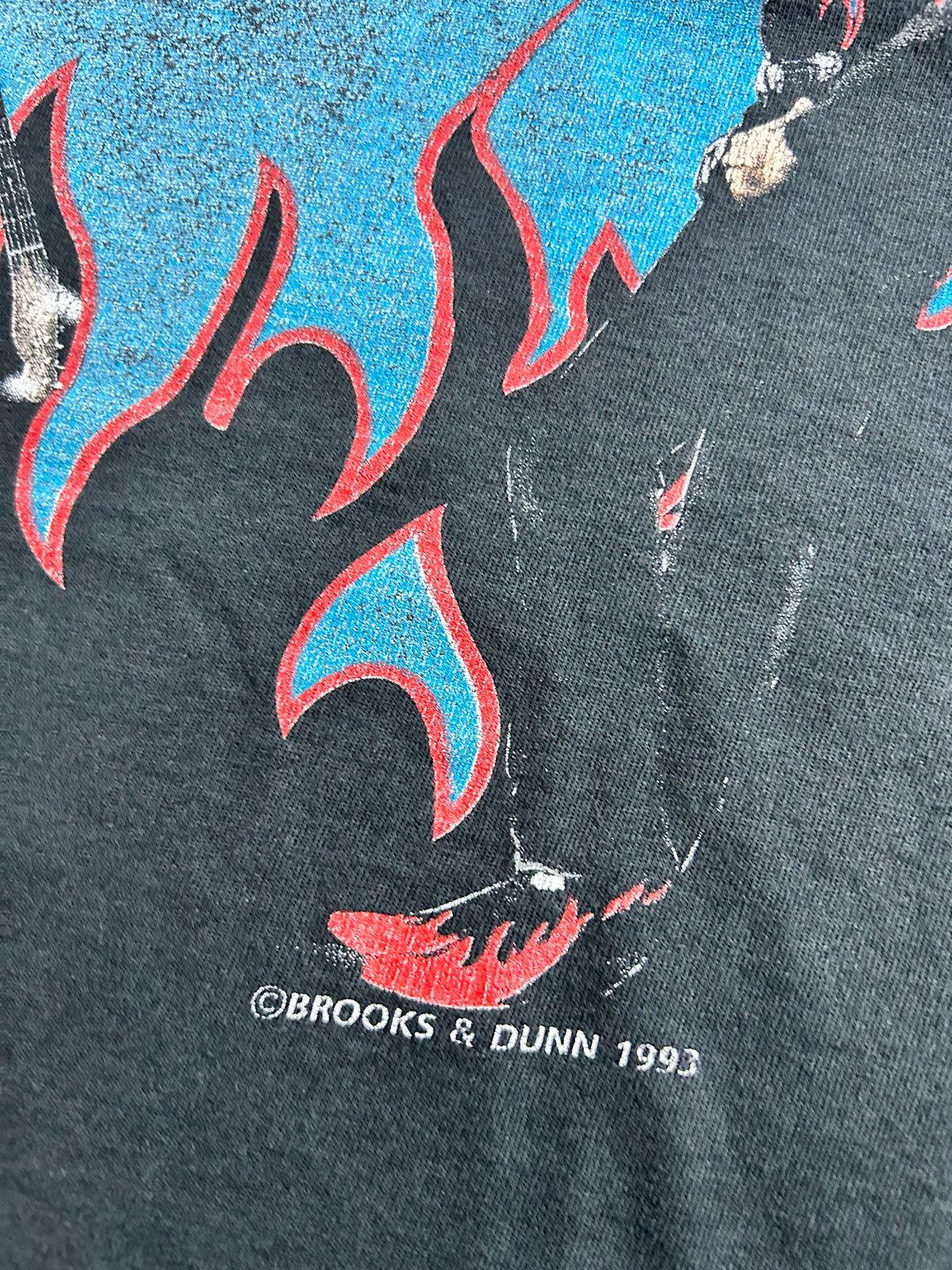 Vintage Brooks And Dunn Hard Workin’ Man Tour 1993 Country Music Tee XL 24x30.25 Inches As Is Great Wear & Fading.