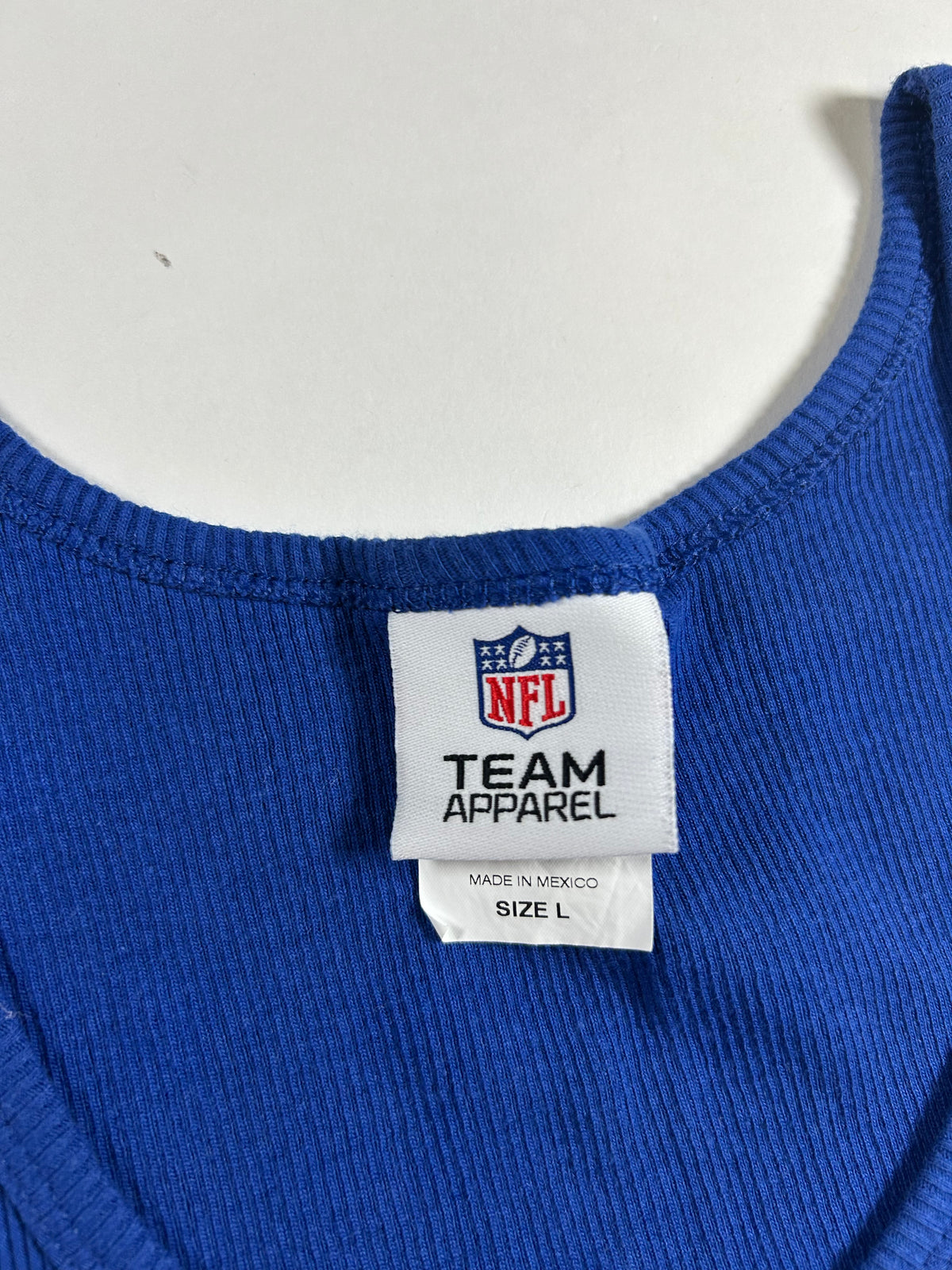 New York Giants NFL Licensed Women’s Large Blue Fitted Ribbed Tank Top 2000s 16.25x26.75 Inches.