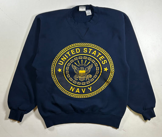 Vintage 90s United States Navy 3M Logo M.J. Soffe Sweatshirt Crewneck Small 19.75x24.5 Inches Navy