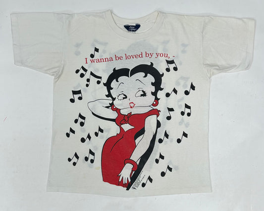 Vintage Betty Boop I Wanna Be Loved By You 1993 Front & Back Graphic Tee L/XL Fit 23.5x27.5 Inches As Is Worn
