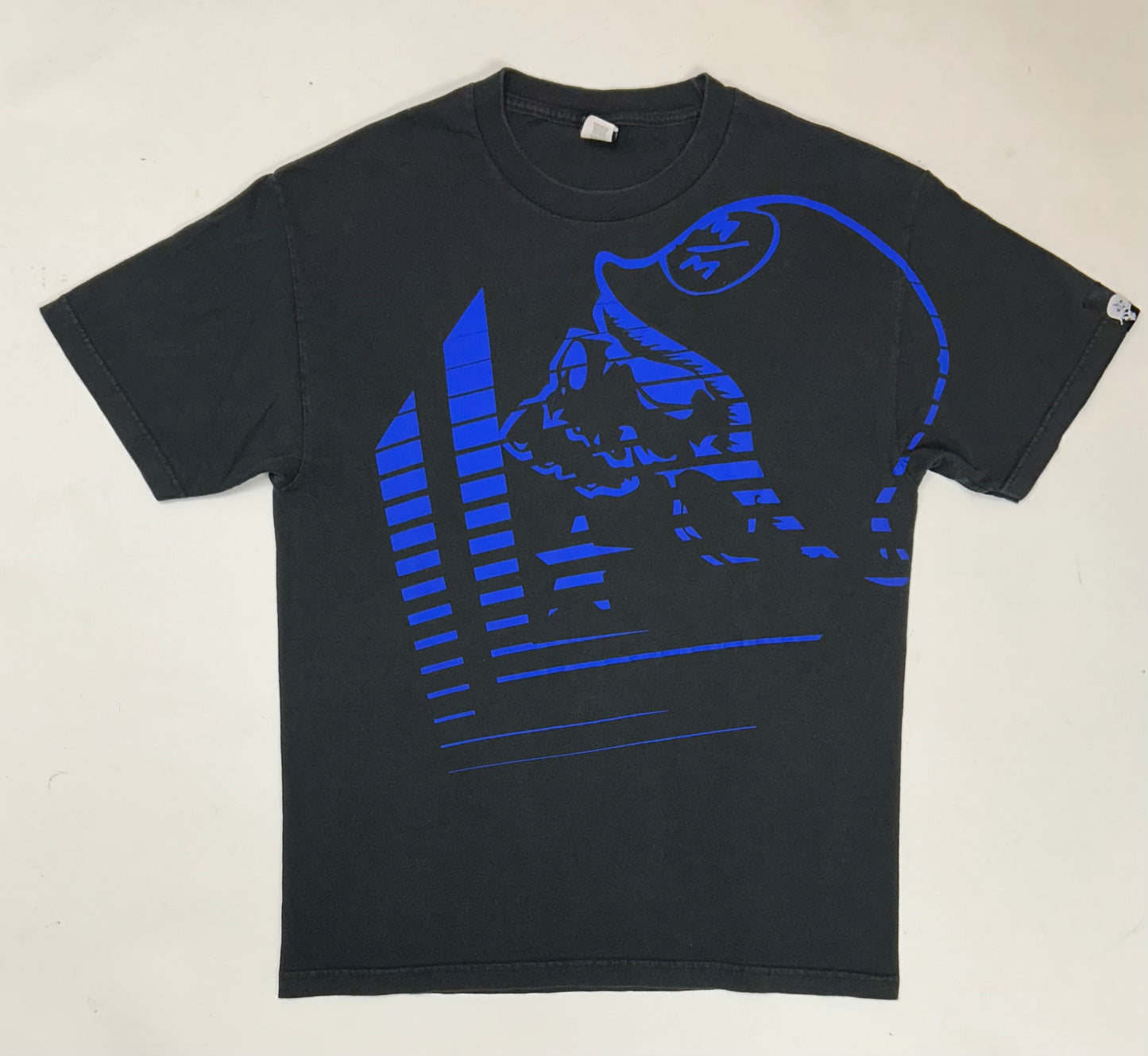 Vintage 00s Metal Mulisha Skull Sergeant Motocross Dirt Biking Shirt Large 21.5x30 Inches Black/Blue