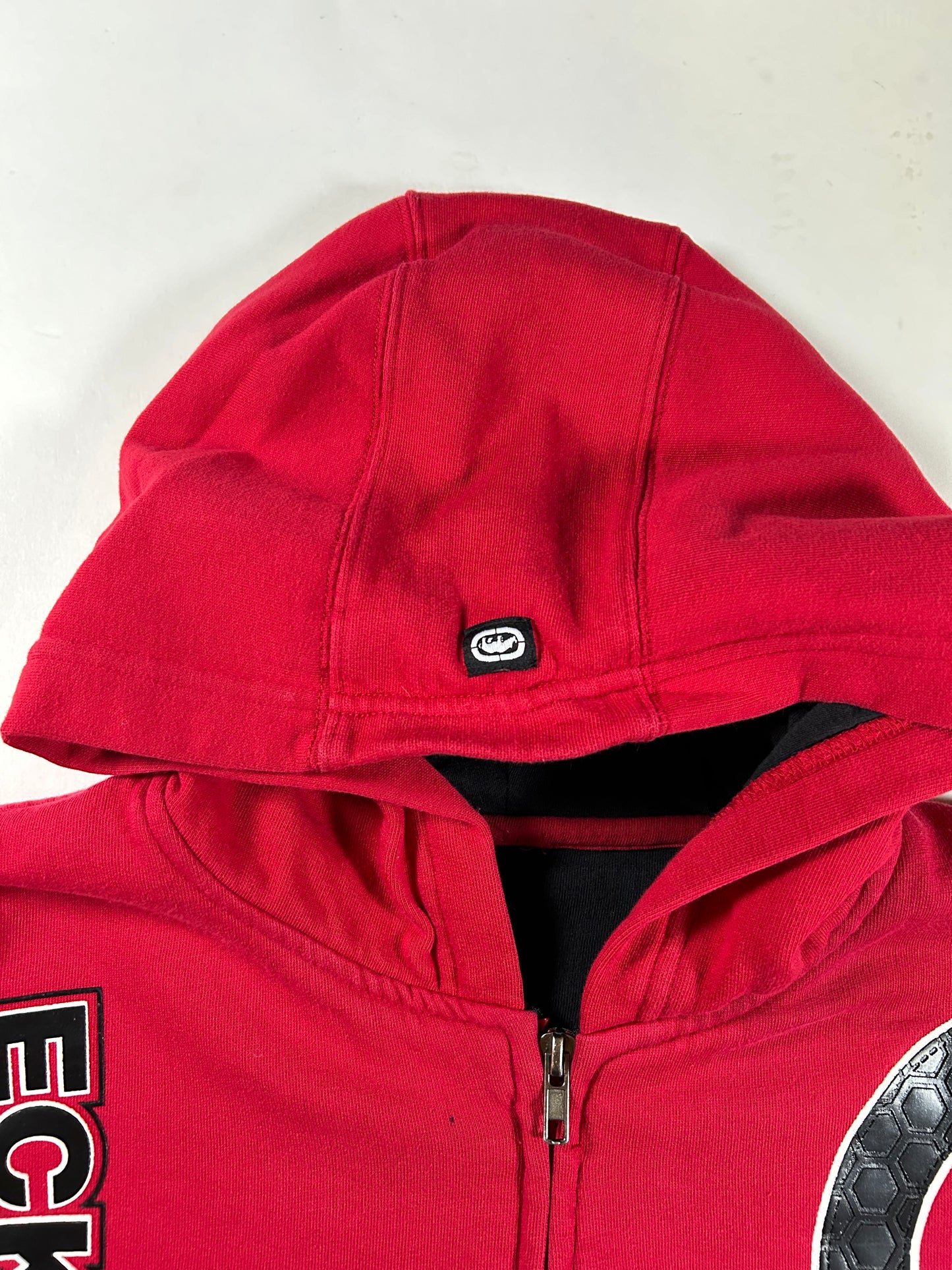 Vintage Eckō Unltd. Raw & Uncut Zip Hooded Sweatshirt Medium 22.75x27.5 Inches Red As Is