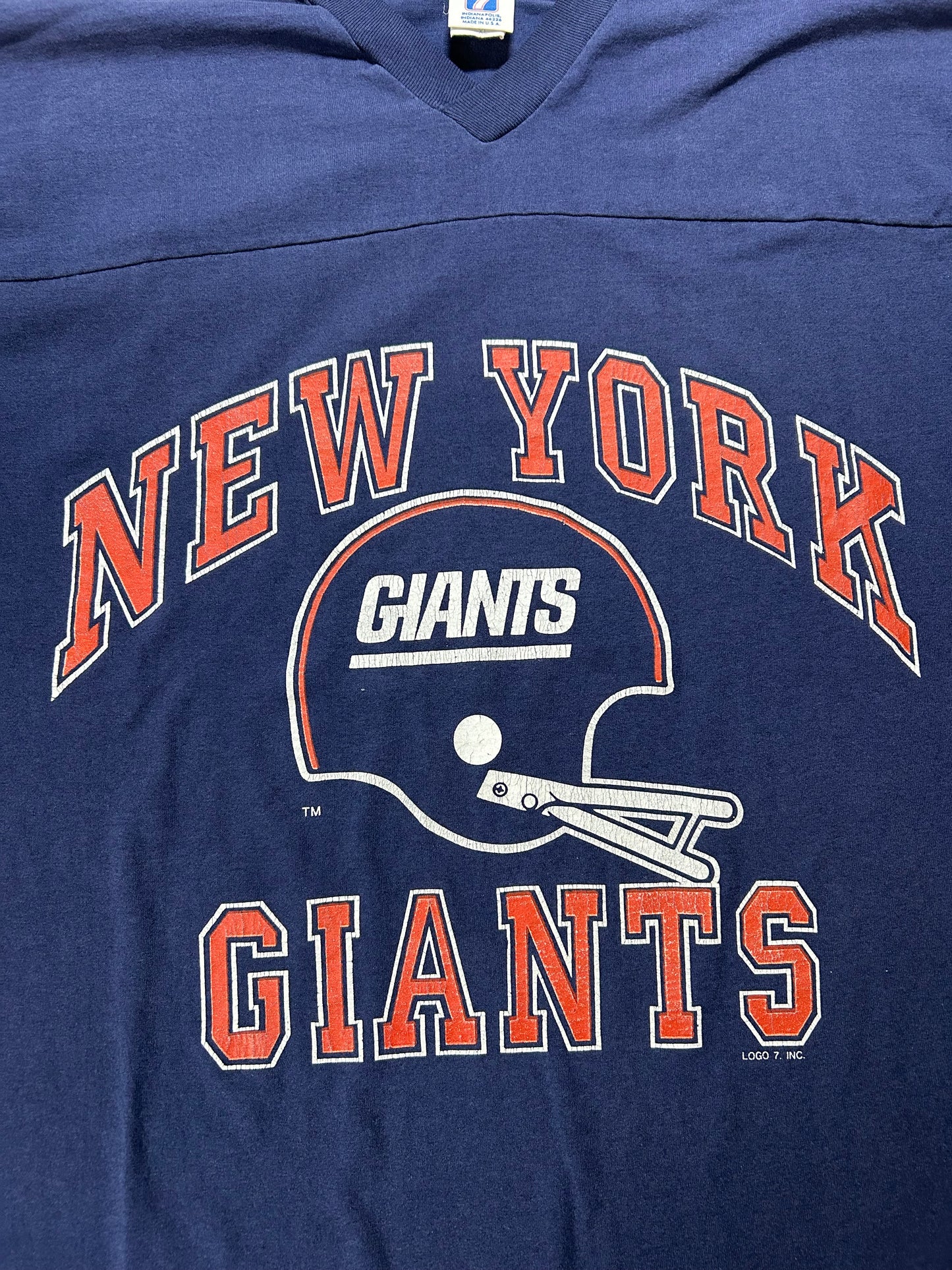 Vintage Logo 7 New York Giants NFL 3/4 Sleeve Tee XL 23x29.75 Inches