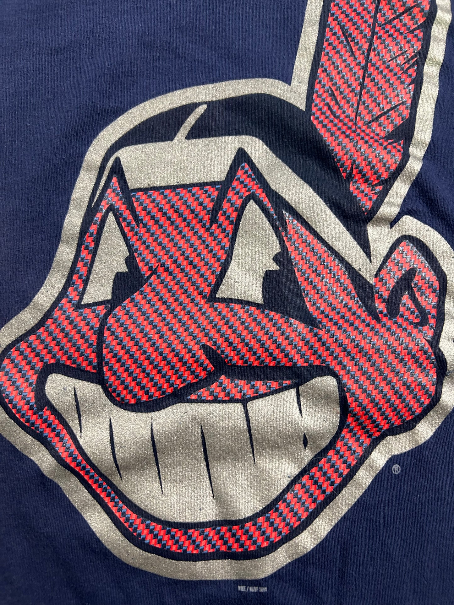 Nike Cleveland Indians Chief Wahoo MLB Shirt Navy 2XL/XL Fit 25.5x28.5 Inches