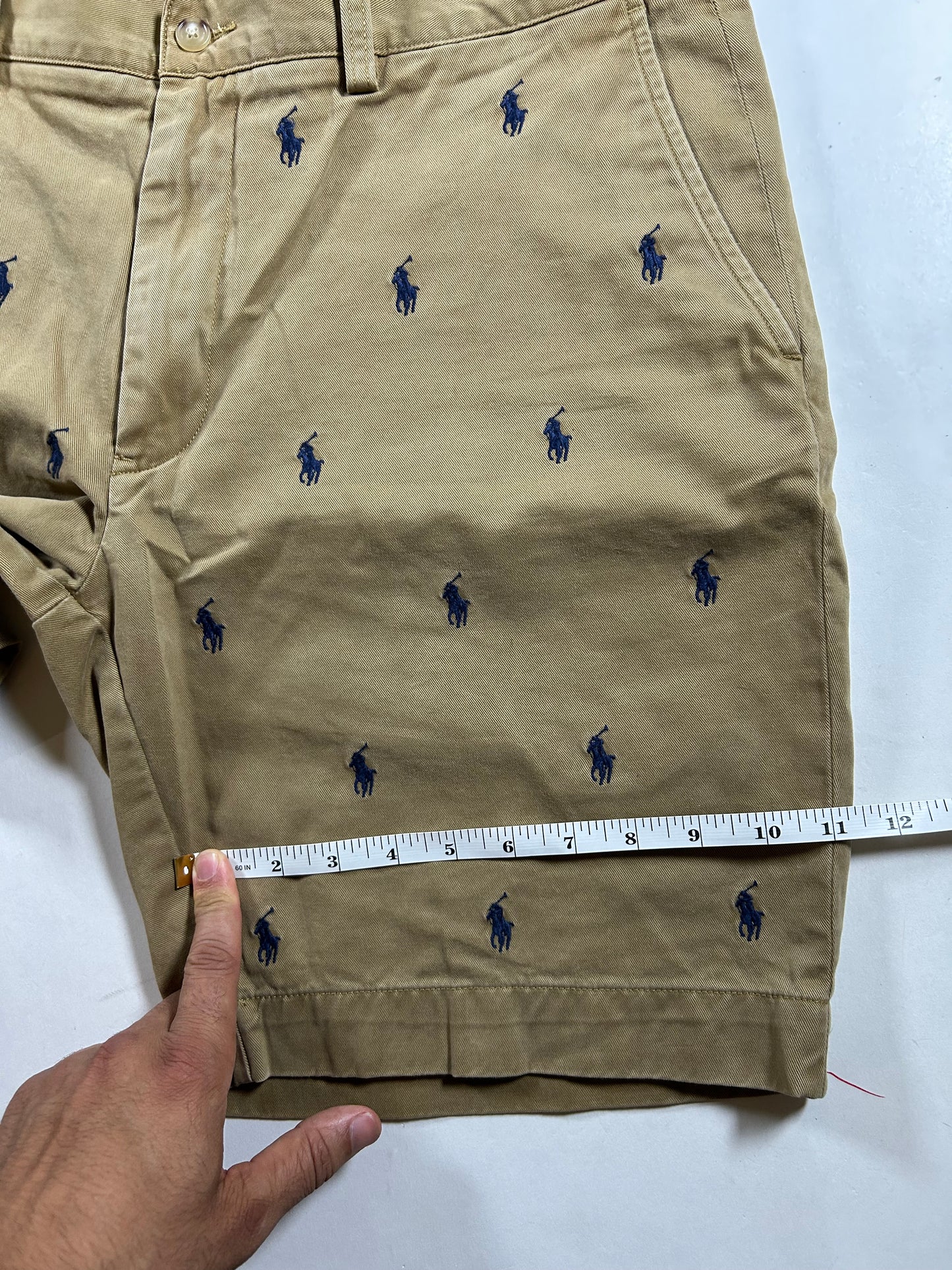 Polo Ralph Lauren All Over Pony Chino Shorts Khaki Classic Fit 9” 35 18x20.75/21 Inches