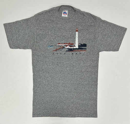 Vintage 1987 Cape May New Jersey Destination Vacation Tee Small/Medium Fit 18.25x28 Inches Gray 50/50 Made In USA