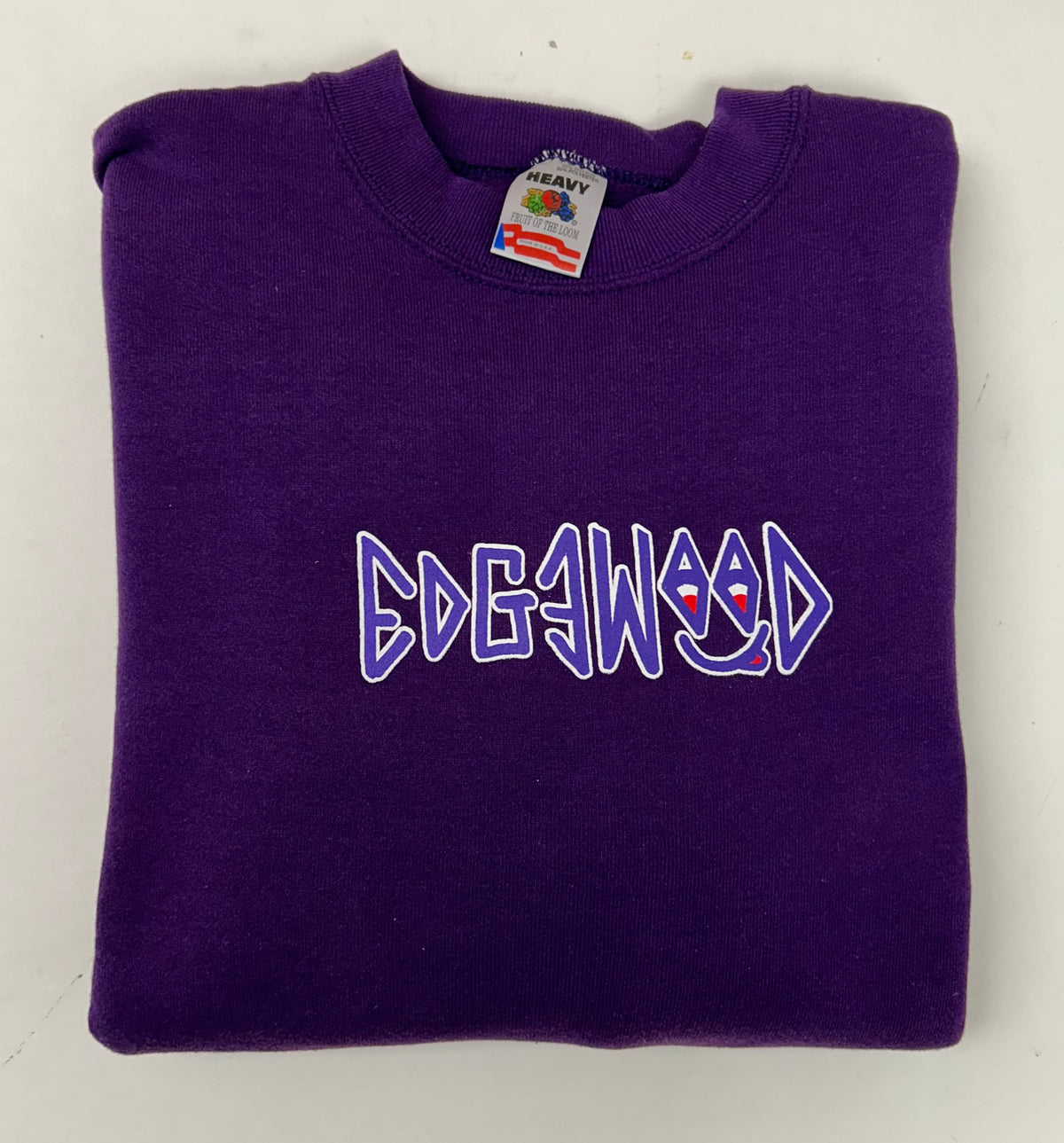 Edgewood New Jersey Deeper Than The Roots Crewneck Sweatshirts Fruit Of The Loom USA 50/50 Blend Plum Purple 23.25x27.25 Inches