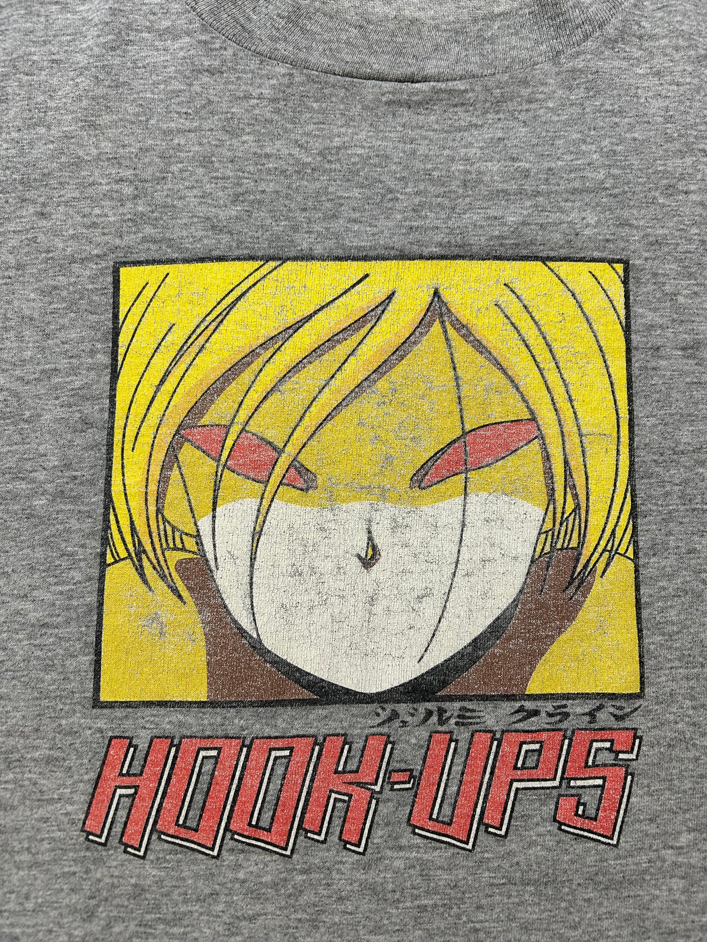 Vintage Hook-Ups Red Eyes Graphic Skate Tee Jeremy Klein Anime Big Gold Iczer-1 Perfectly Worn In & Faded XL 23x29 Inches