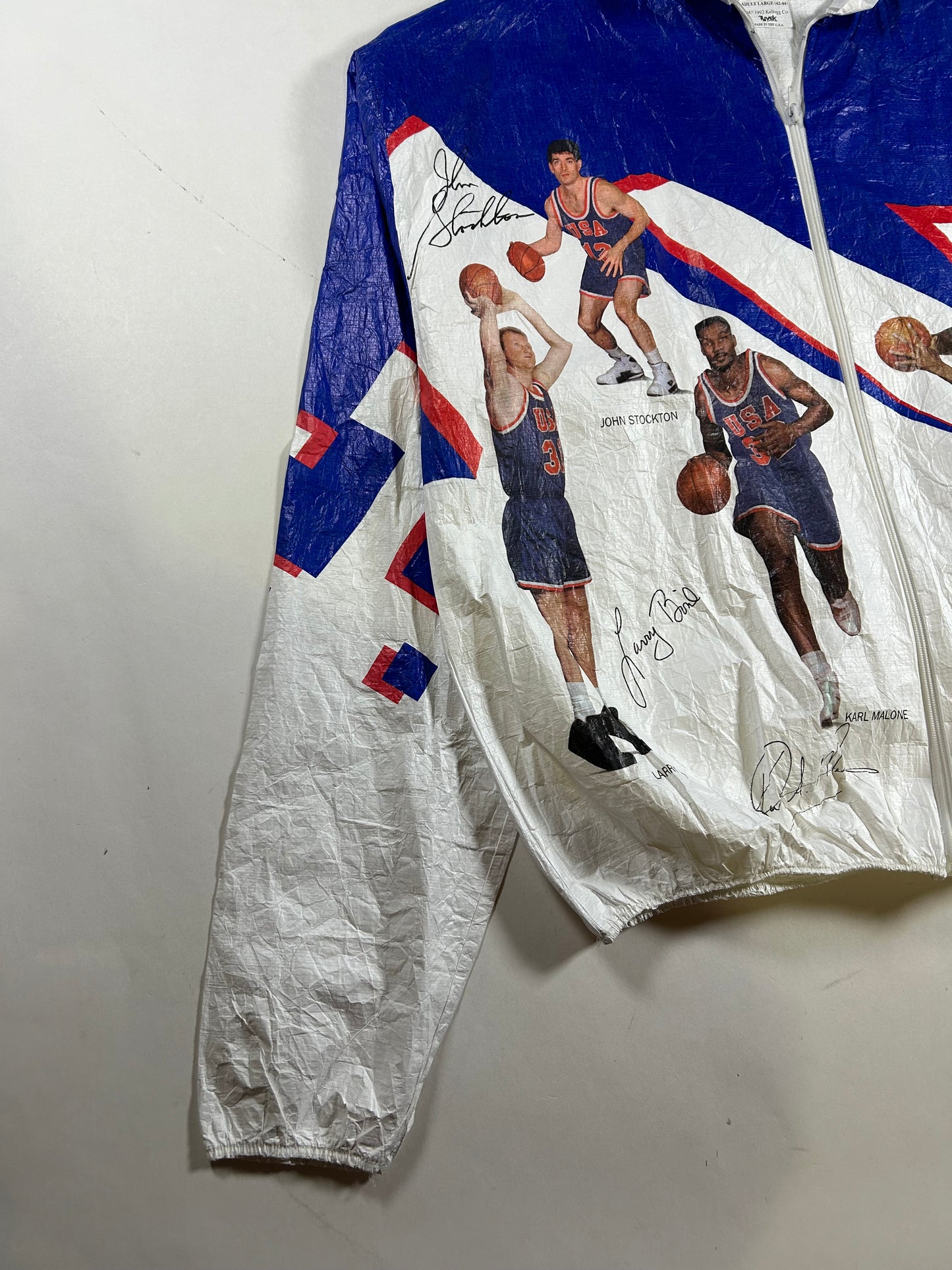 Vintage 1992 Barcelona Olympic Basketball Dream Team Jacket  Kellogg's Tyvek Size Large 25.75x27.25 Inches