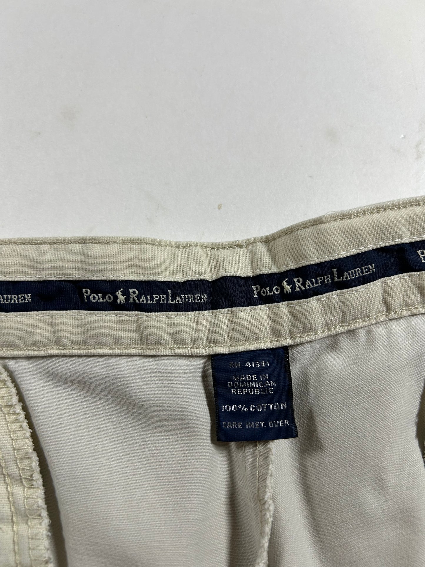 Vintage 2000s Polo Ralph Lauren Khaki Chino Pleated Shorts Tyler Short 34 17.25x21.75 Inches