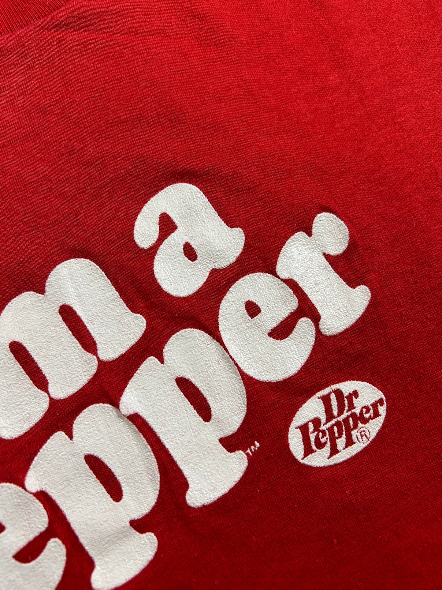 Vintage I'm A Pepper Slogan Dr Pepper Soda Pop Promo Graphic T-Shirt 16.5x26.5 Inches Red