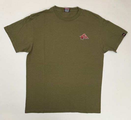 Vintage Quiksilver Boarding Company Surfing Surf Skate Tee Green USA Made Medium 20.5x27.5 Inches