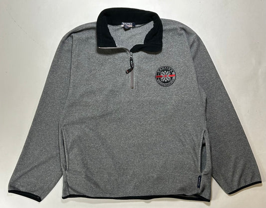 Vintage 90s Nautica Competition 1/4 Zip Fleece Pullover Made In USA Gray M/L Fit 24.25x27.5 Inches
