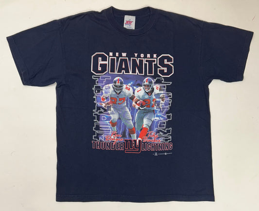 Vintage Joy Athletics 2000 New York Giants Thunder & Lighting Tiki Barber Ron Dayne NFL Tee XL