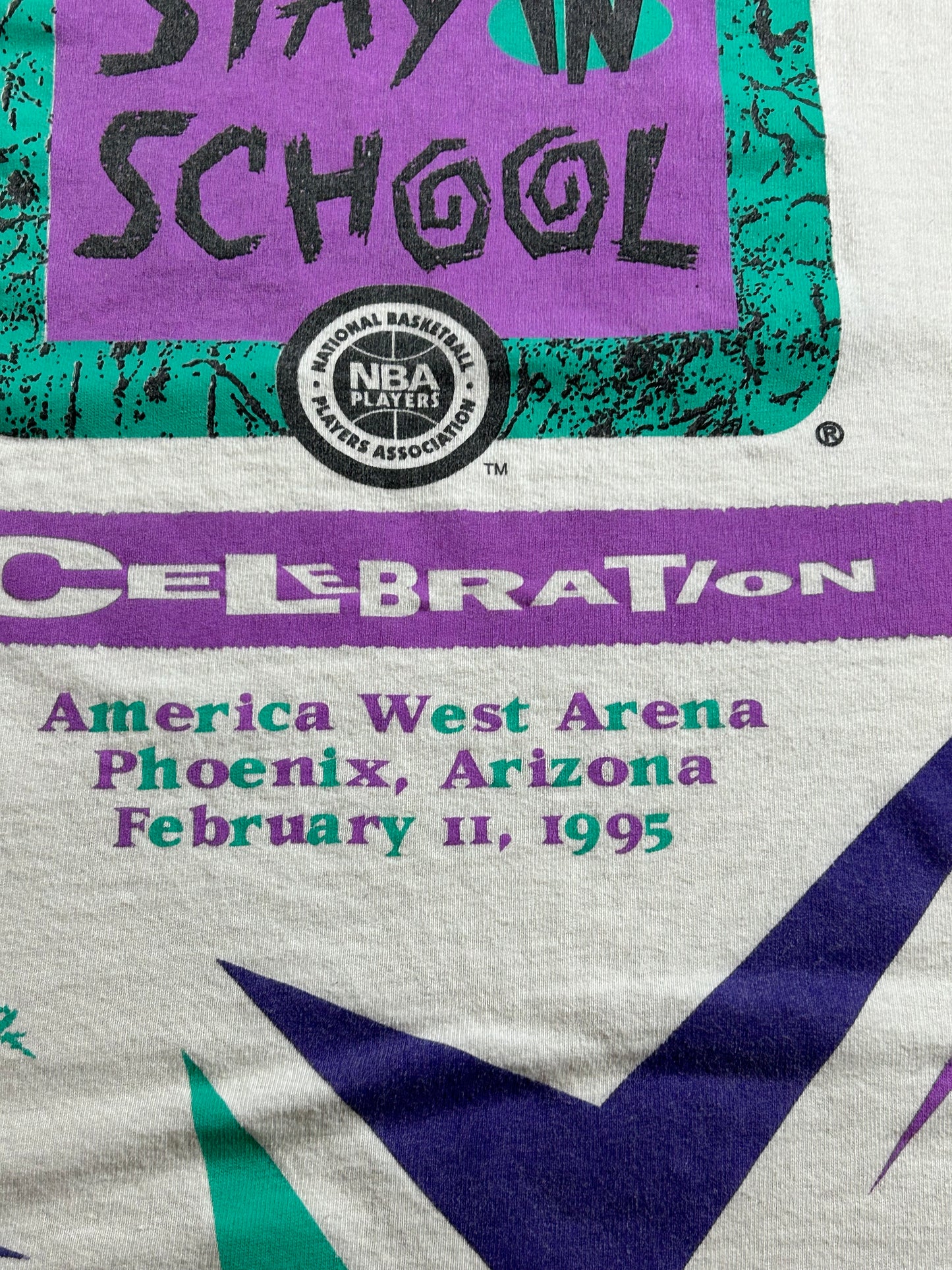 Vintage Salem Sportswear NBA Stay In School Celebration Phoenix Arizona 1995 Sleeveless XL 24.5x29.5 Inches Chopped Sleeveless Tee