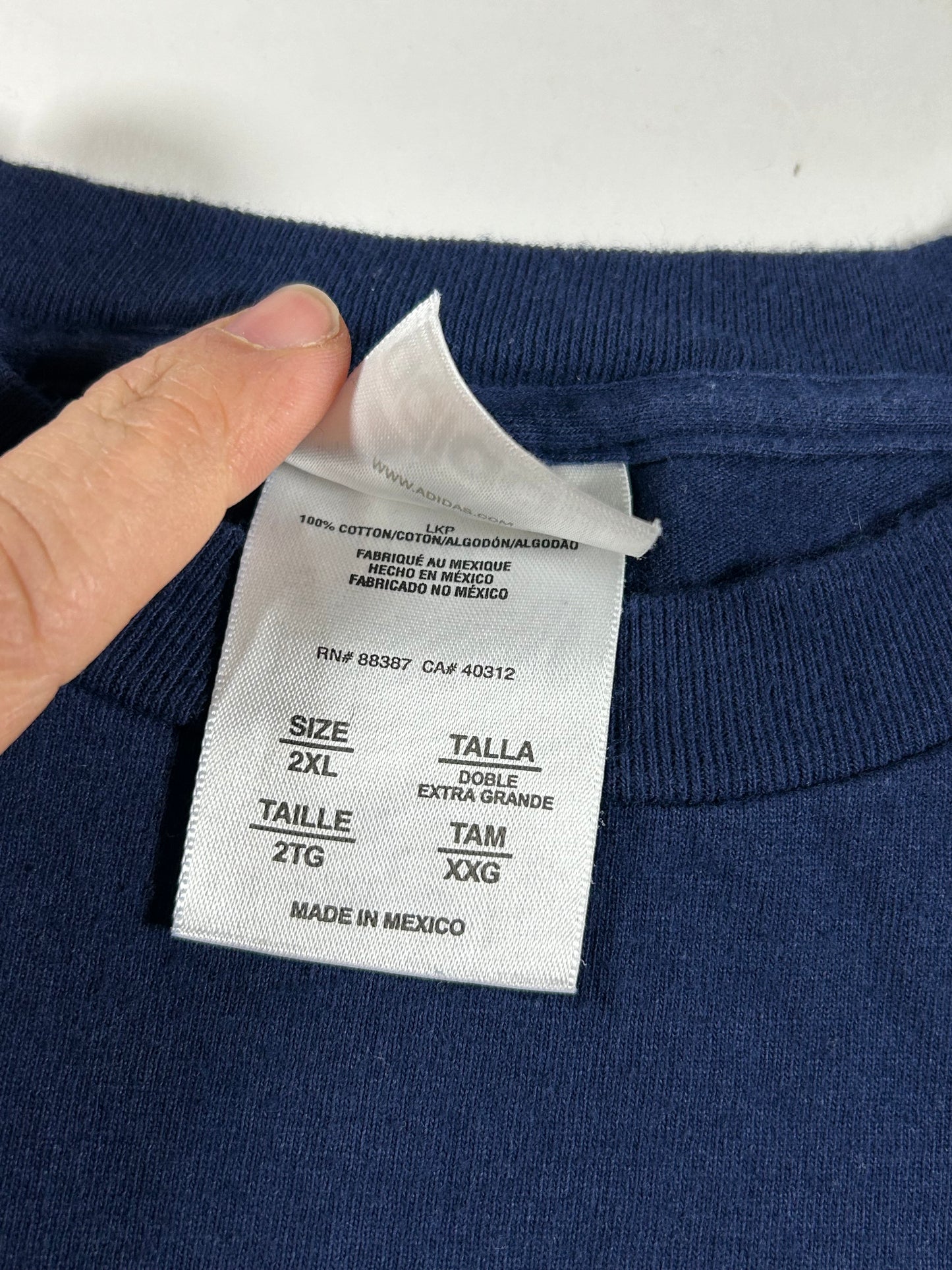 Vintage 00s Adidas Athletic Dept. Issue No. Tee 2XL 27x31 Inches Navy/Gold