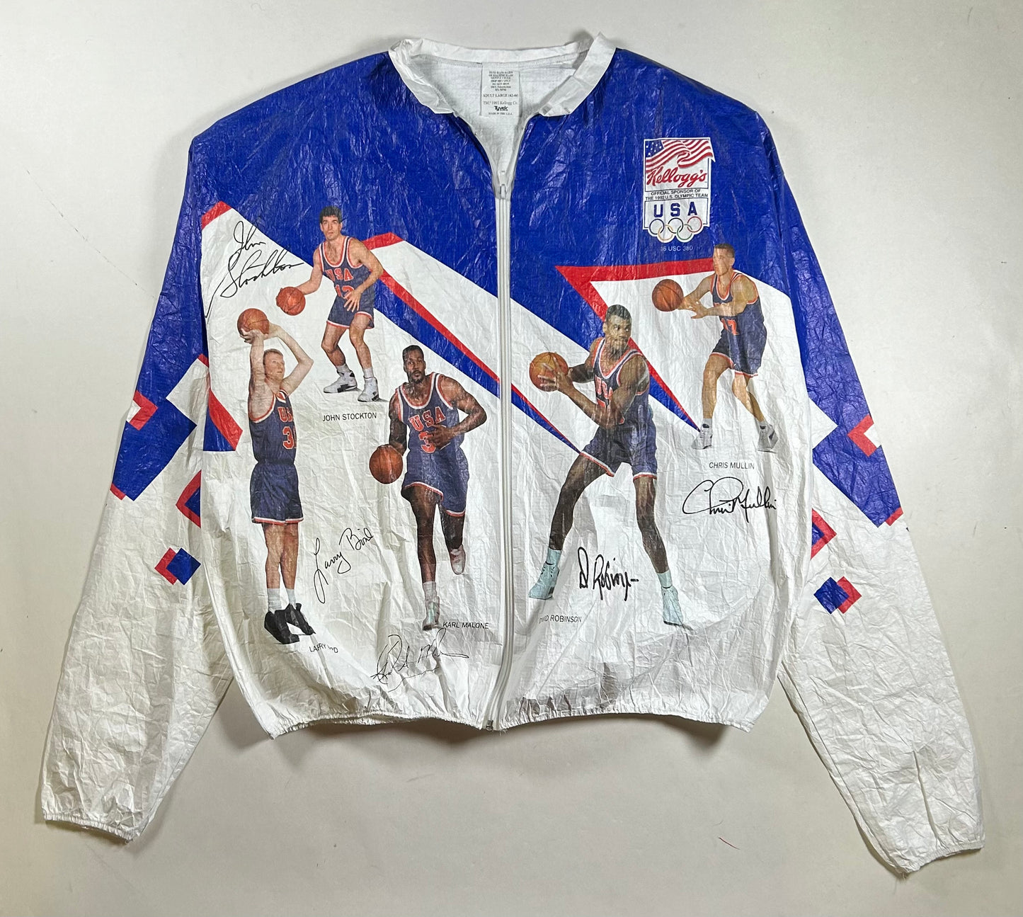 Vintage 1992 Barcelona Olympic Basketball Dream Team Jacket  Kellogg's Tyvek Size Large 25.75x27.25 Inches