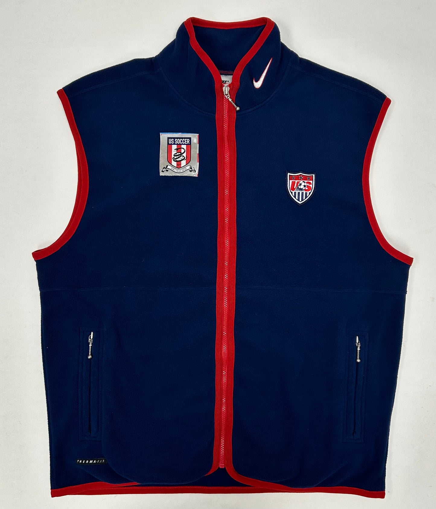 Vintage Nike USA Soccer Team Vest XL Blue Red Fleece Swoosh With USA Sticker