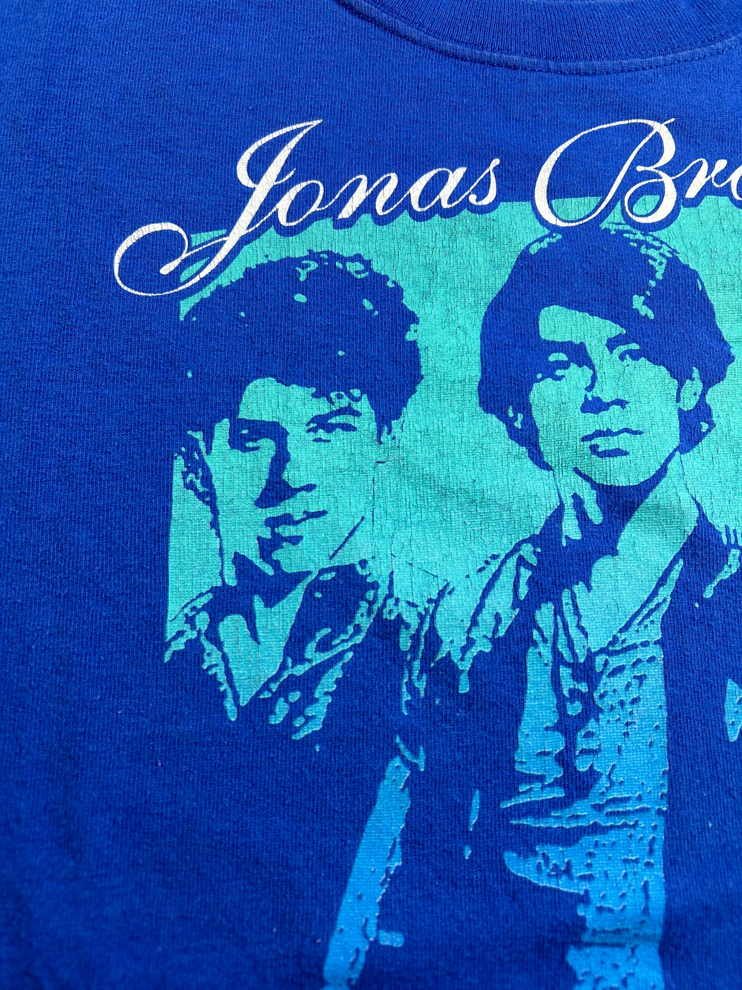 Vintage Jonas Brothers World Tour 2009 Shirt Blue Concert Band Tee Small 18x25 Inches As Is