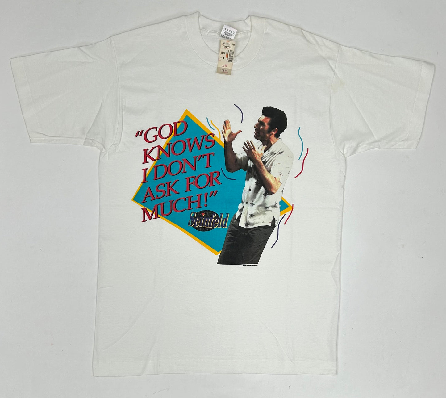 Vintage 1993 Seinfeld Kramer “God Knows I Don’t Ask For Much” TV Show Promo Tee New DS With Tag Large 21.75x31.25 Inches