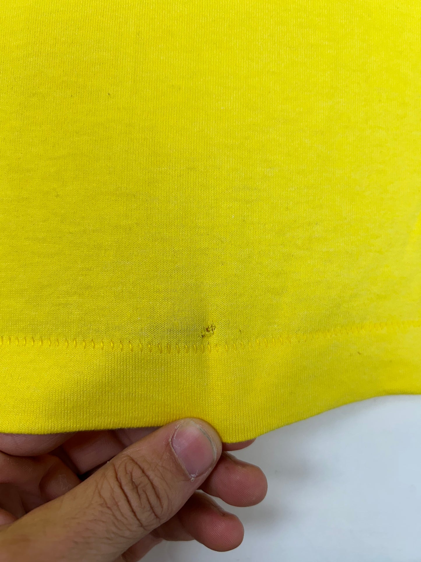 Edgewood NJ first edition “Deeper Than The Roots.” Tee 2XL 26.25x32.25 Inches 90s Fruit Of The Loom USA 50/50 Blend Bright Yellow