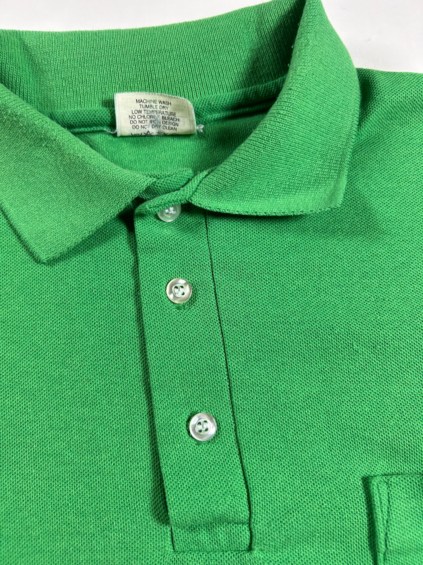Vintage Velva Sheen Mickey Mouse Embroidered Logo Polo Shirt USA Green 21.75x26.5 Inches