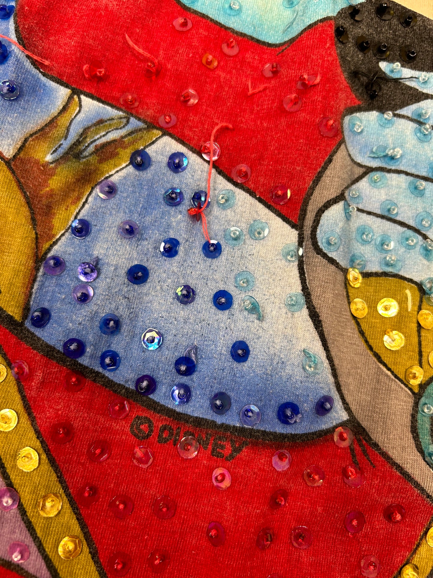 Vintage Disney JouJou Villains Cruella Maleficent Captian Hook Beaded Shirt Big 2XL For 25.5x32.75/34.75 Inches As Is Has Flaws