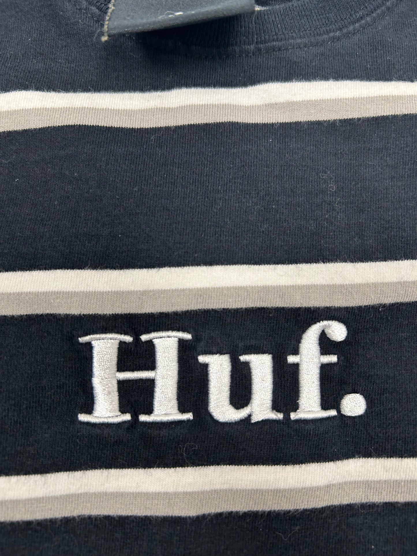 HUF Striped Embroidered Logo Long Sleeve Tee Small 18.25x26 Inches Black/White