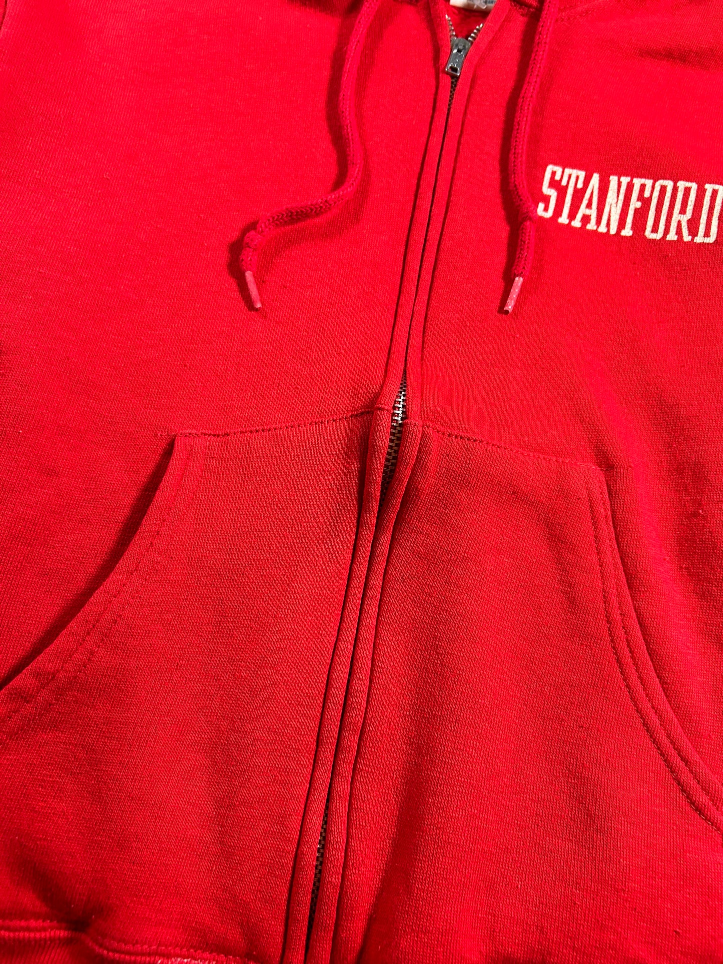 Vintage 80s Artex Stanford University Zip Up Hoodie Sweatshirt Made in USA 21x23 Inches