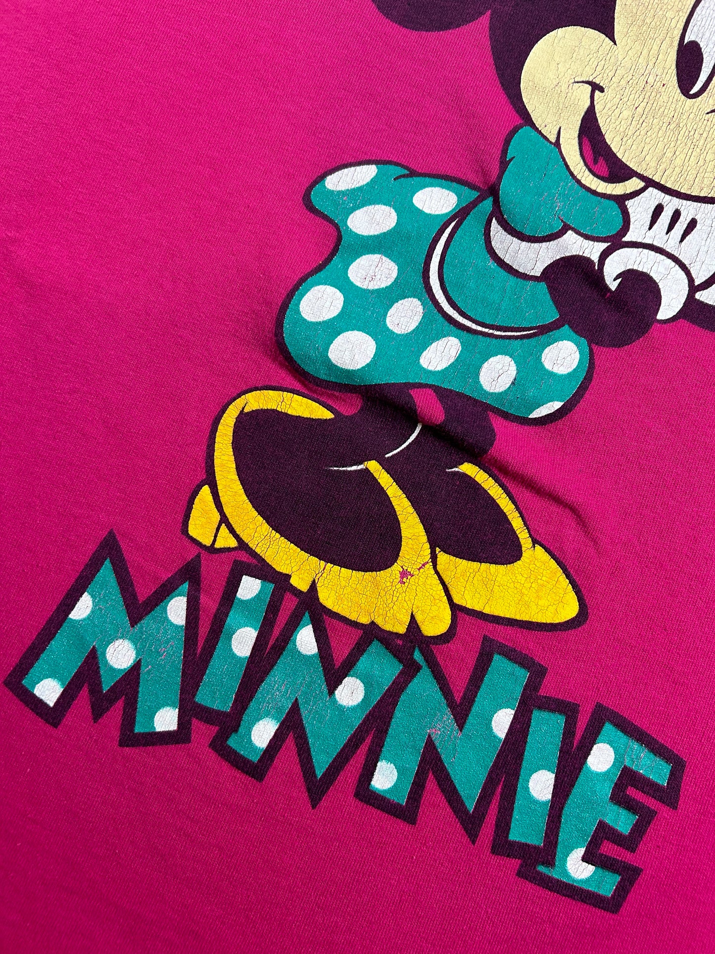 Vintage 90s Disney Fashions Minnie Mouse Tee Roll Up Sleeves Medium/Large Fit 21.5x29 Inches
