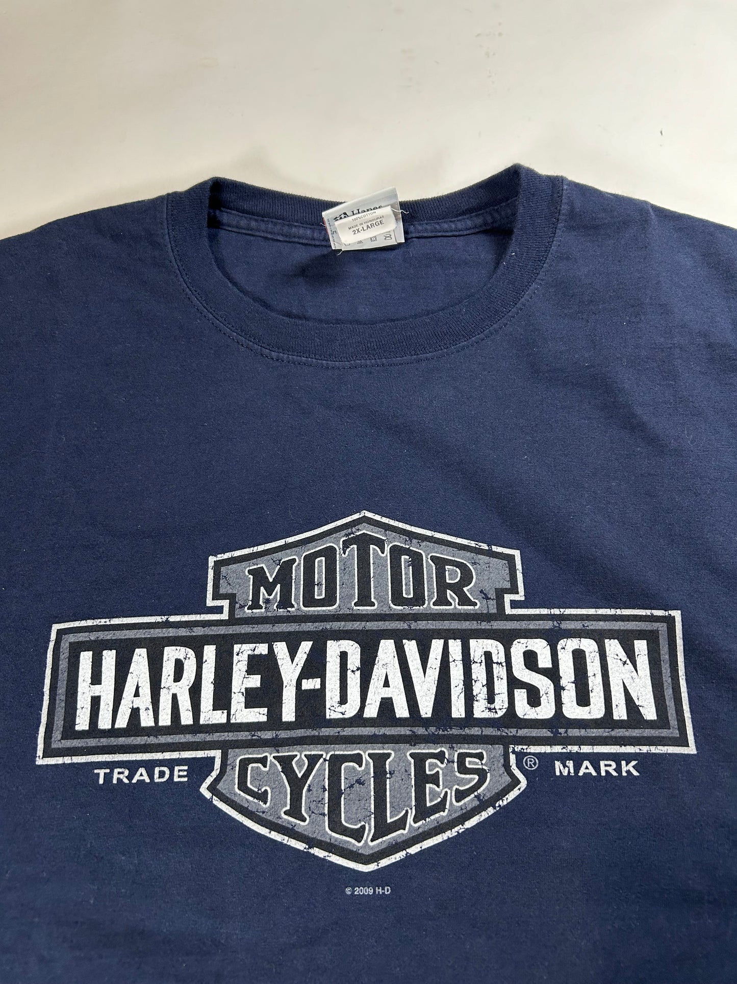 2010s Harley Davidson Motorcycles Treasure Coast Stuart Florida Pirate Graphic Tee 2XL 25.75x31 Inches Navy