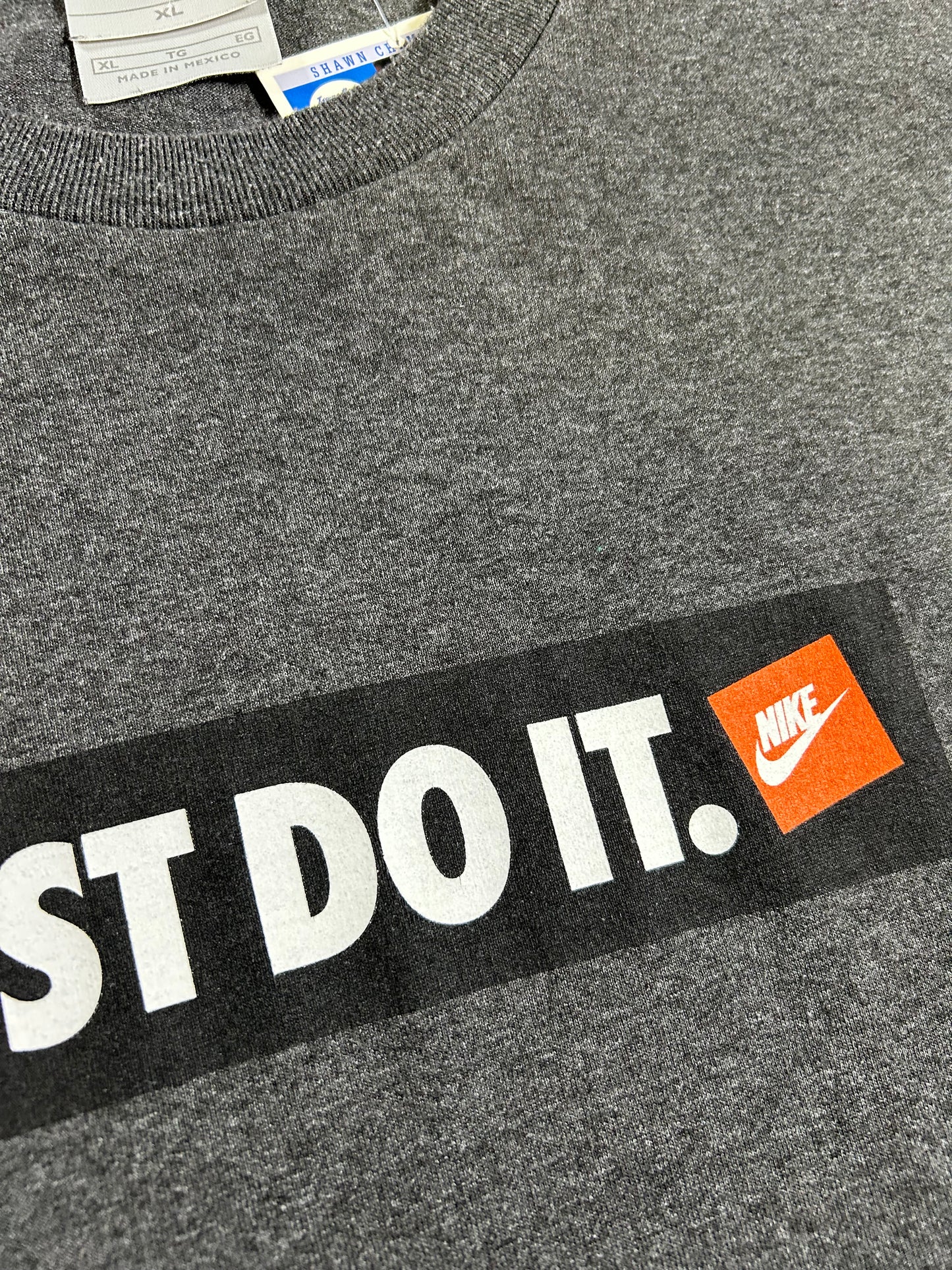 Vintage 00s Nike Just Do It. Box Logo Tee XL 23.5x31.25 Inches Dark Charcoal Gray