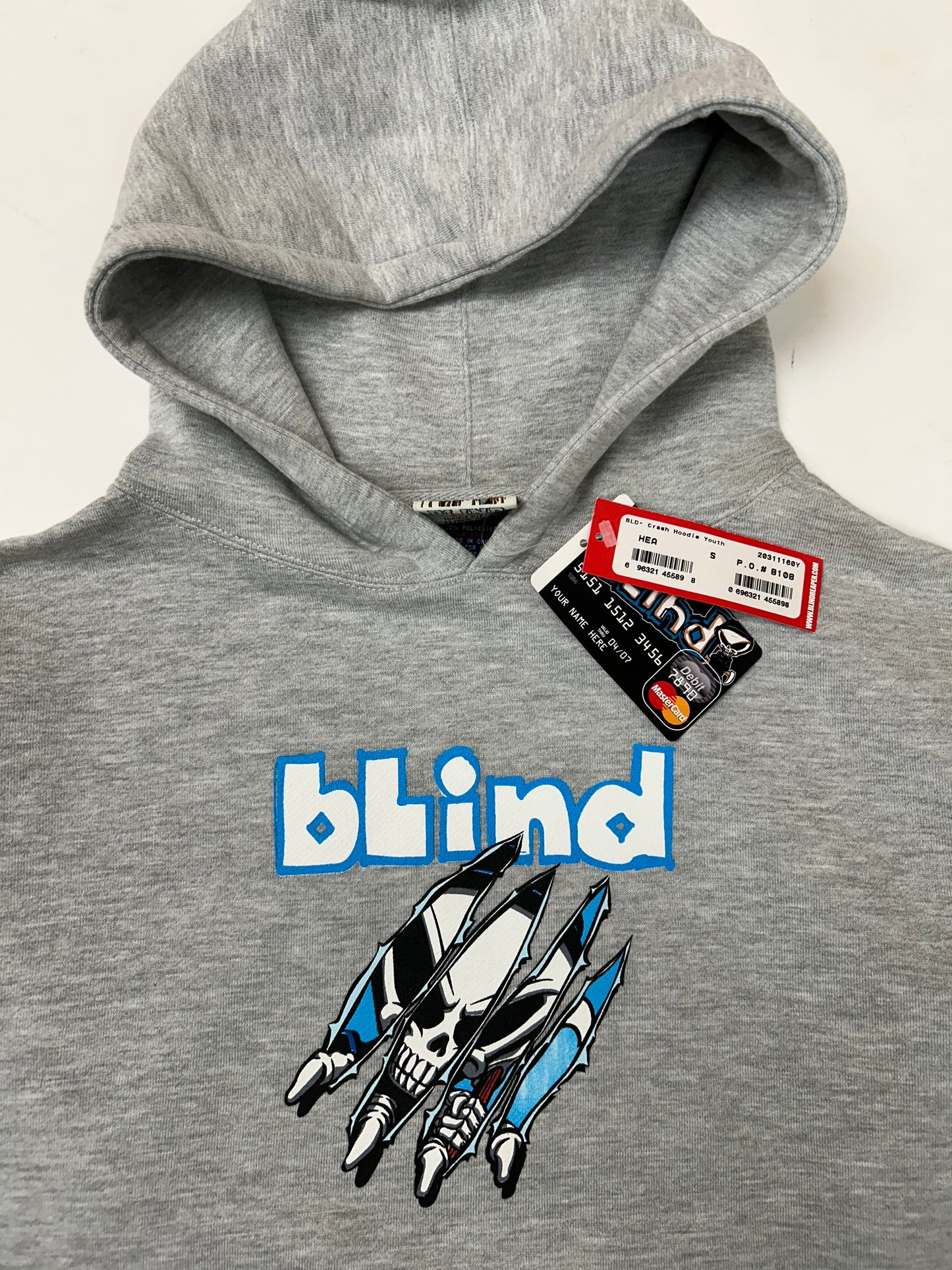Vintage Blind Skateboards Reaper Graphic Skate Hoodie Youth Small 19.25x23.75 Inches