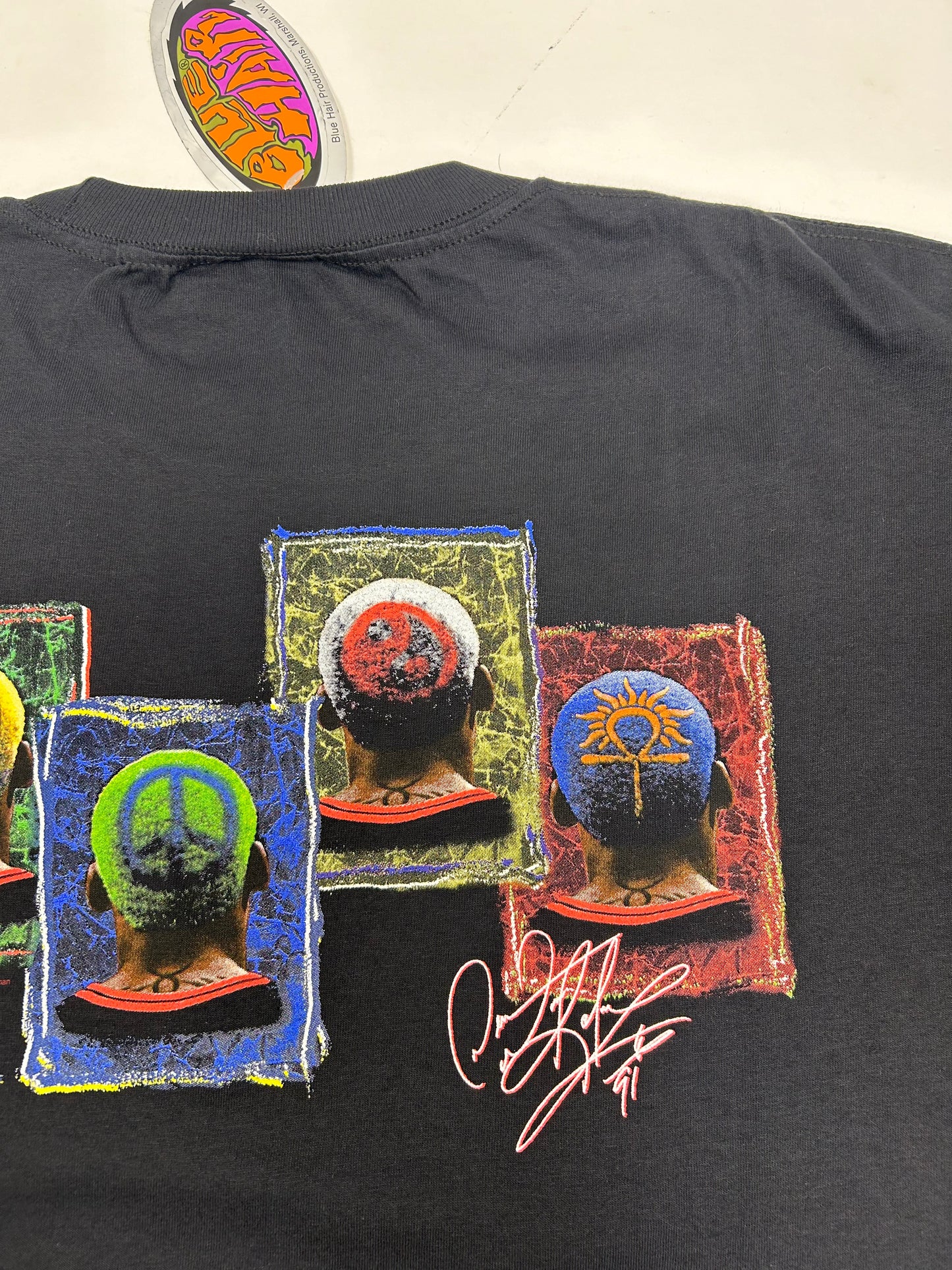 Vintage 90s Dennis Rodman Shirt Sign Of The Times Blue Hair Graphics Tee Brand New With Tag XL 24.25x32.25 Inches