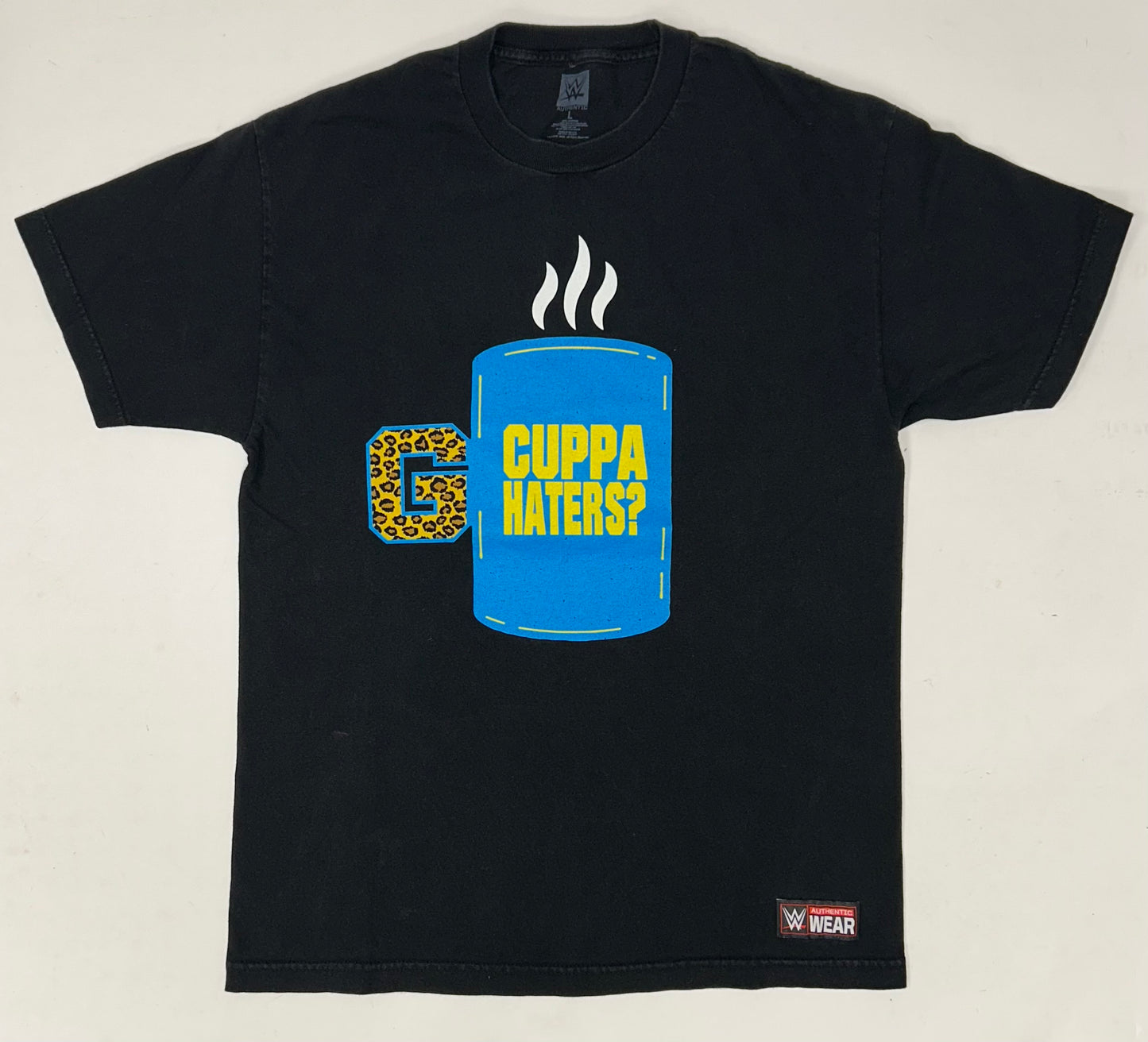 WWE Authentic Enzo Amore Big Cass Cuppa Haters Black T-Shirt Double Sided Large 21.25x