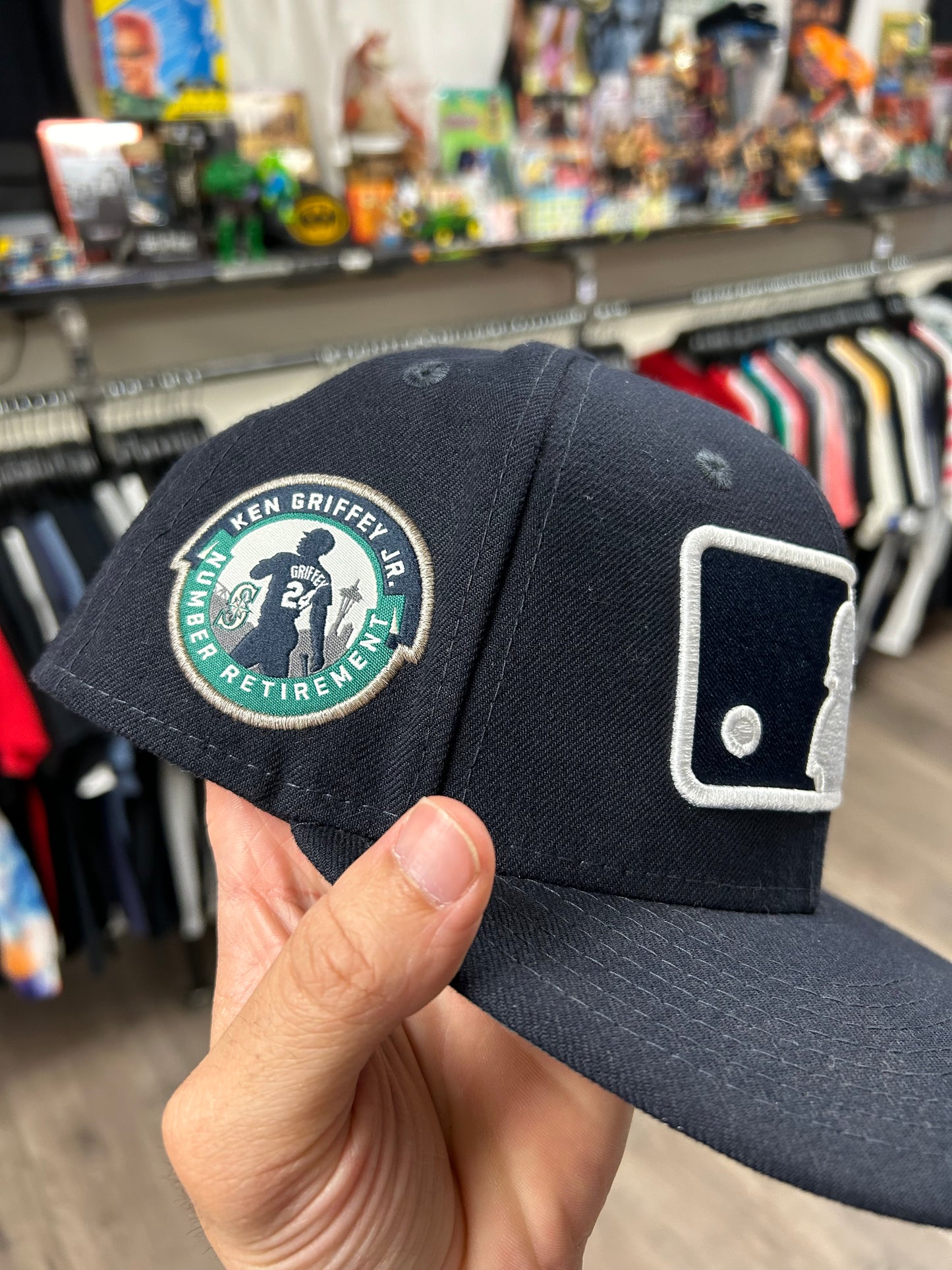 New Era 59Fifty Ken Griffey Jr. Seattle Mariners MLB Tribute Number Retirement Fitted Hat 7 1/8 As Is